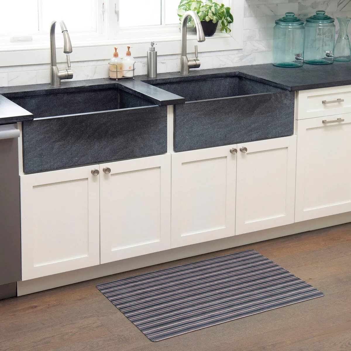 SoHome Smooth Step Striped Machine Washable Kitchen Mat. 24x35