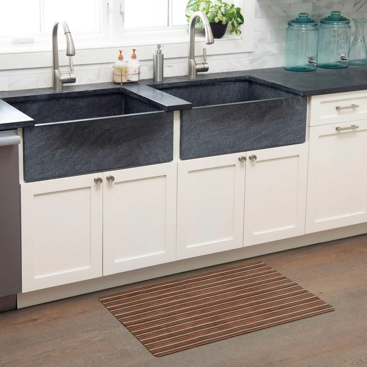 SoHome Smooth Step Striped Machine Washable Kitchen Mat. 24x35