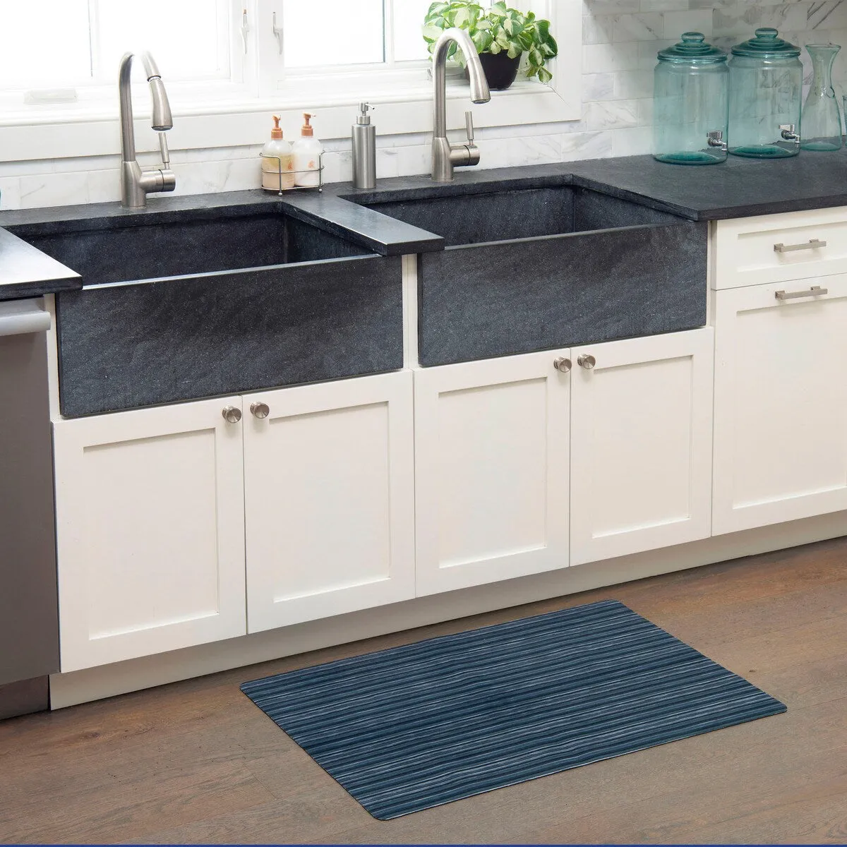 SoHome Smooth Step Striped Machine Washable Kitchen Mat. 24x35