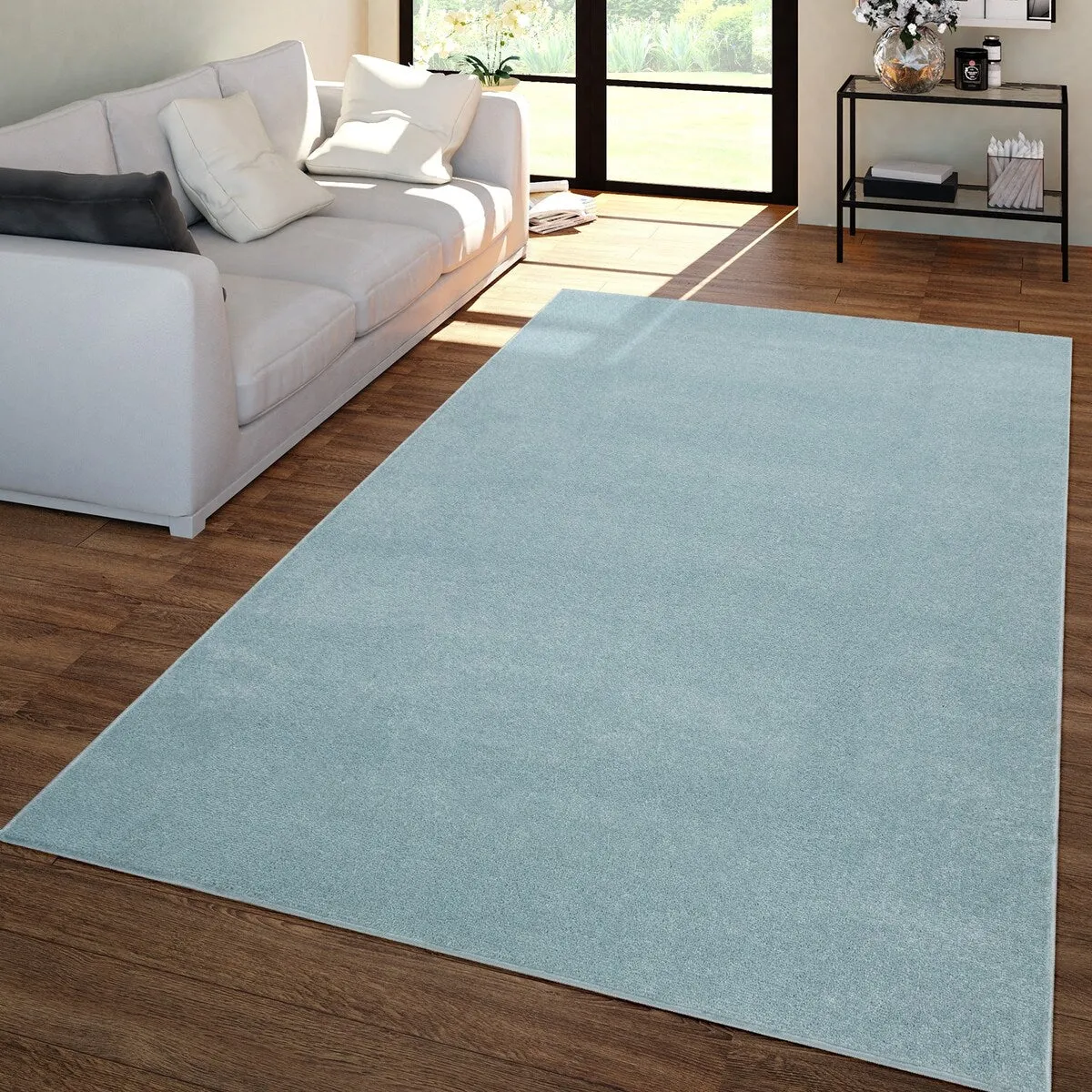 Solid Low-Pile Rug for Living Room in Plain Colors