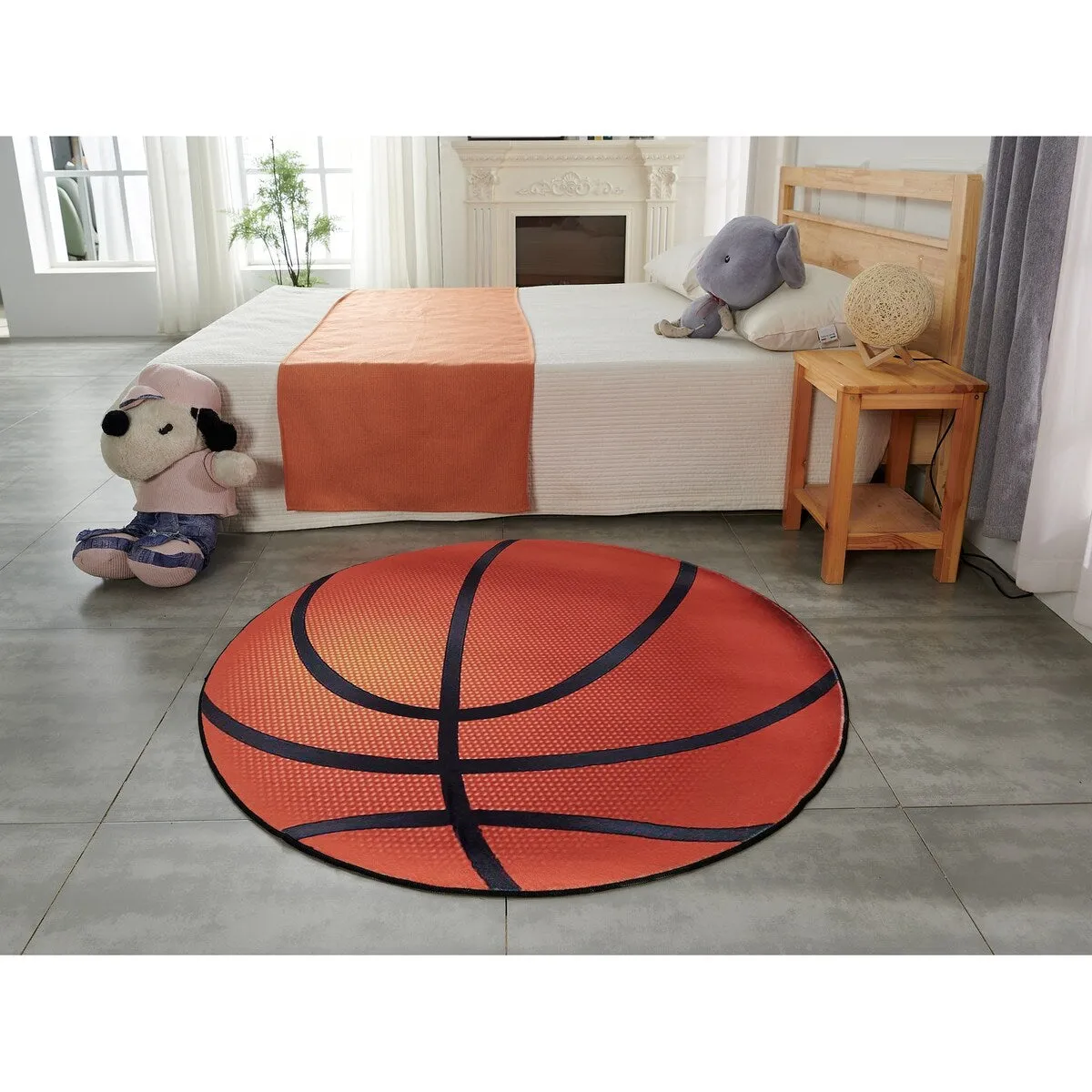 Sports Theme Shaped Printed Low Pile Area Rug