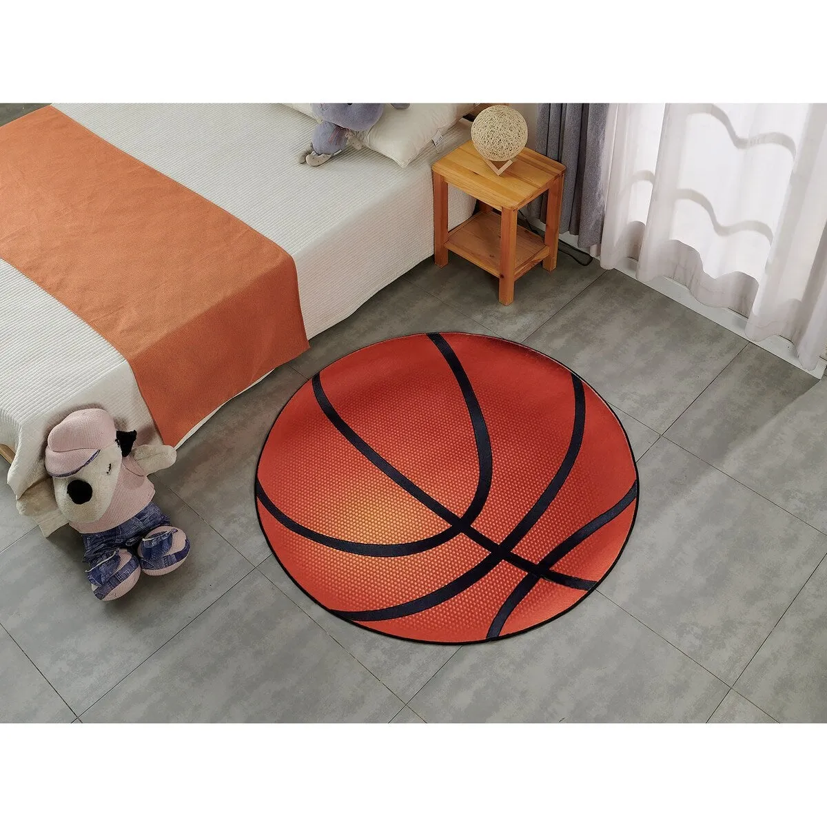 Sports Theme Shaped Printed Low Pile Area Rug