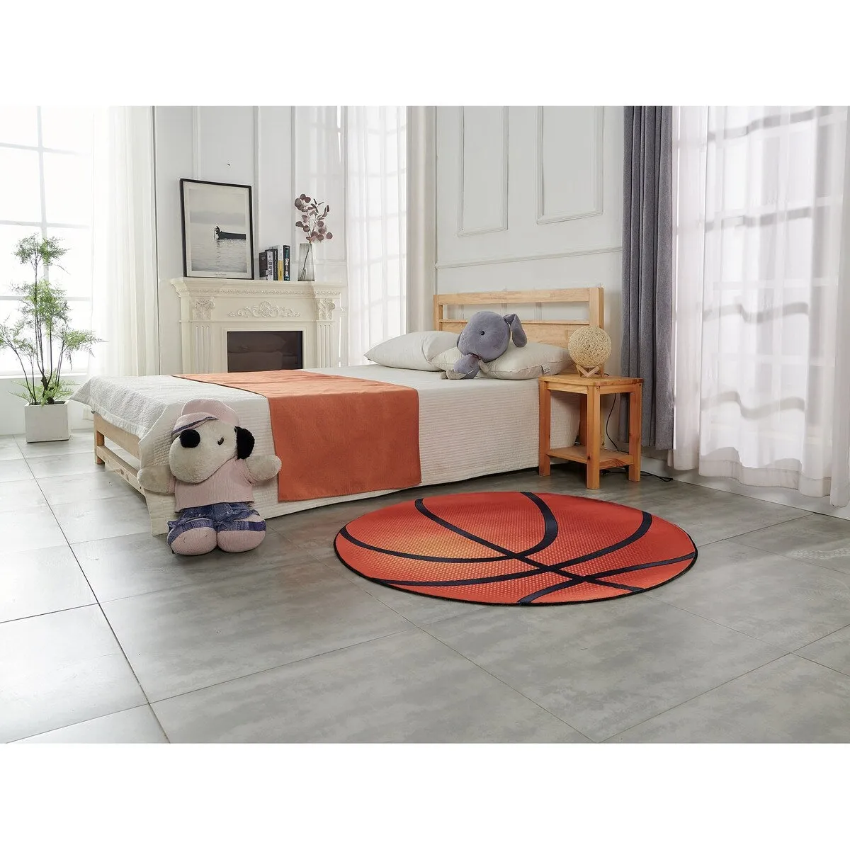 Sports Theme Shaped Printed Low Pile Area Rug