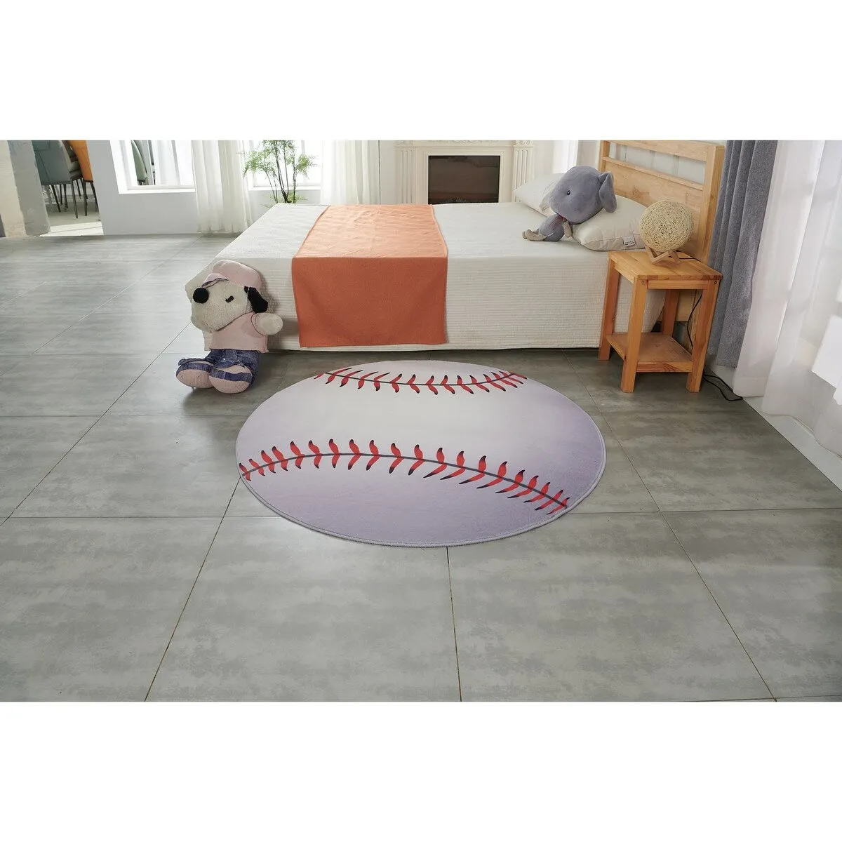 Sports Theme Shaped Printed Low Pile Area Rug