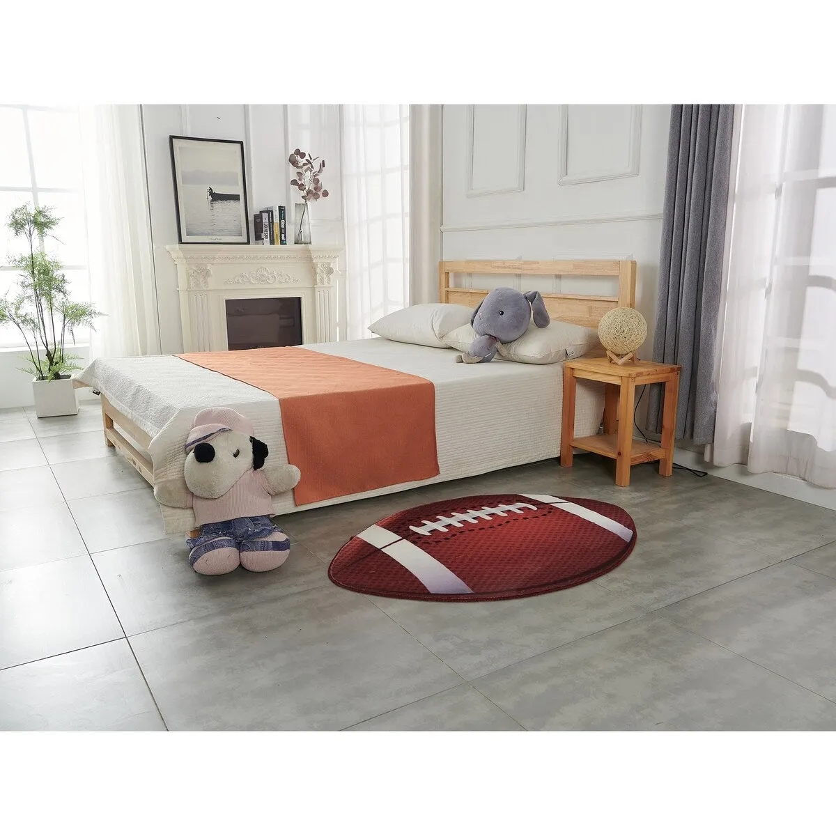 Sports Theme Shaped Printed Low Pile Area Rug