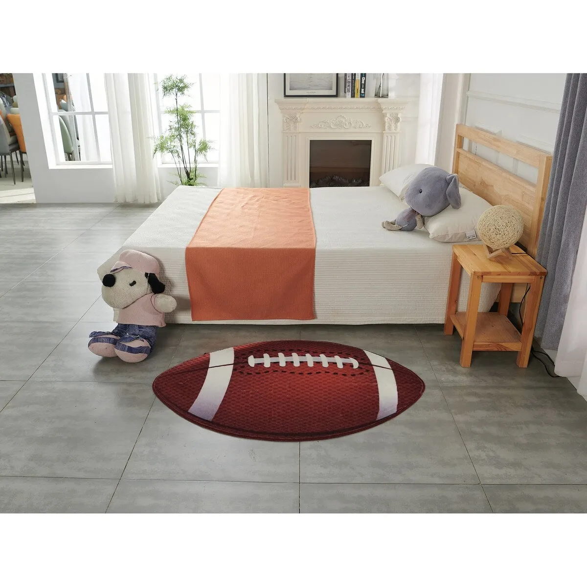 Sports Theme Shaped Printed Low Pile Area Rug