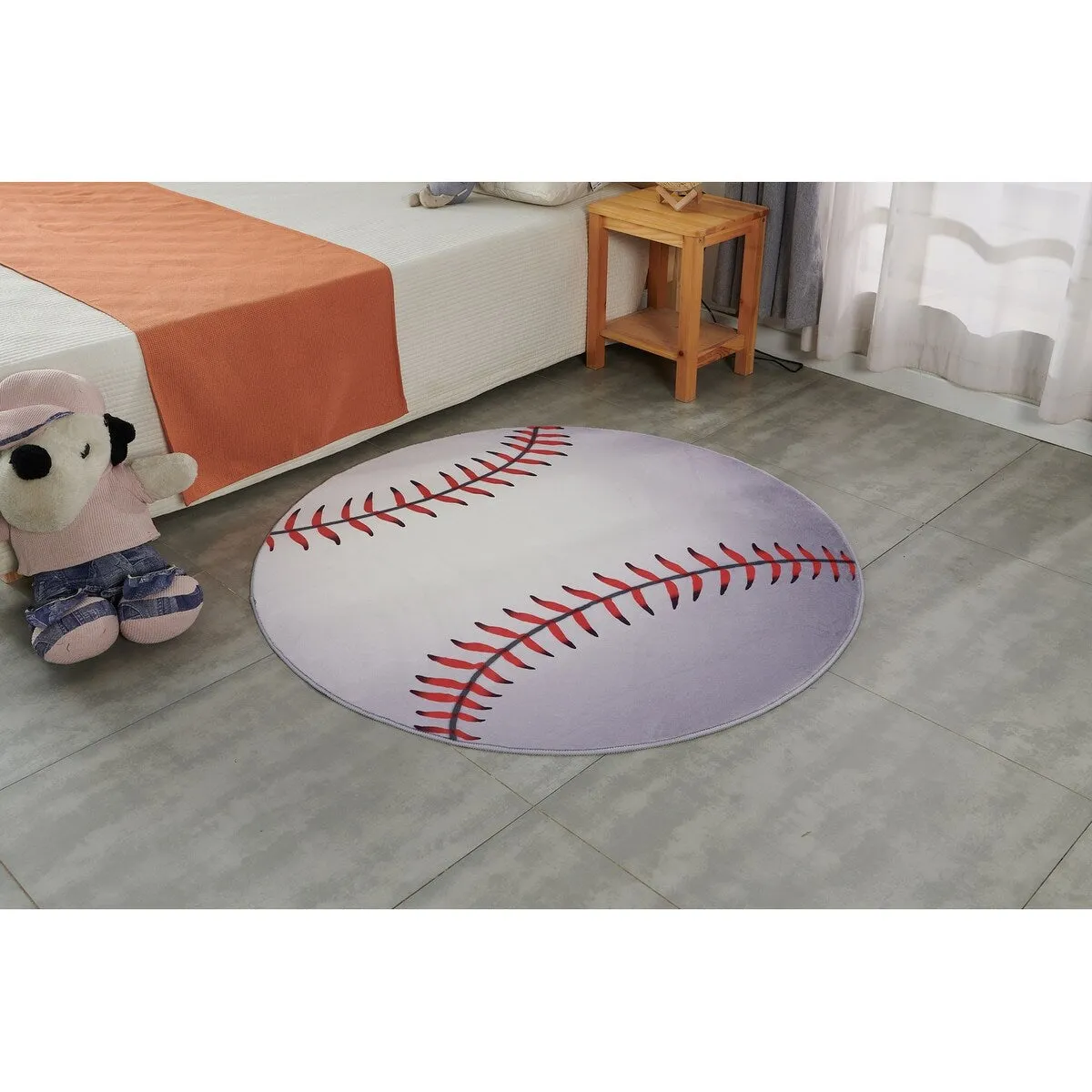 Sports Theme Shaped Printed Low Pile Area Rug