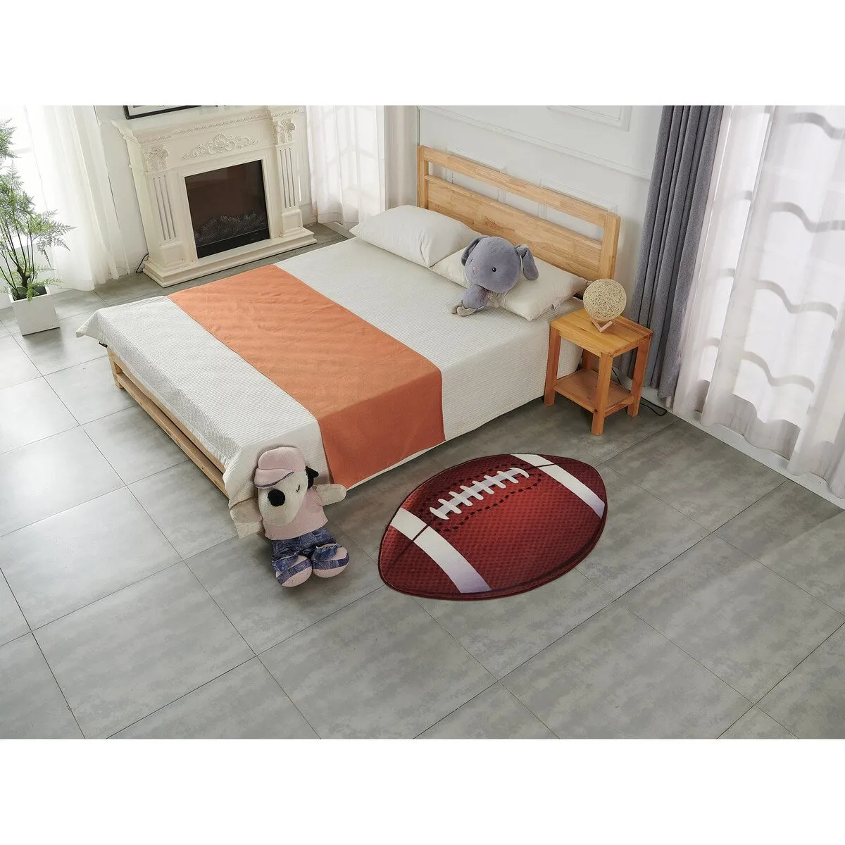 Sports Theme Shaped Printed Low Pile Area Rug