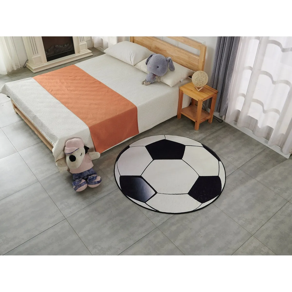 Sports Theme Shaped Printed Low Pile Area Rug