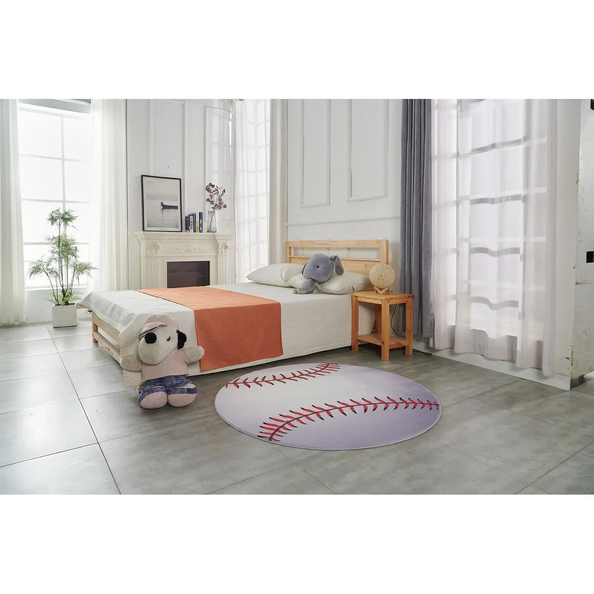 Sports Theme Shaped Printed Low Pile Area Rug