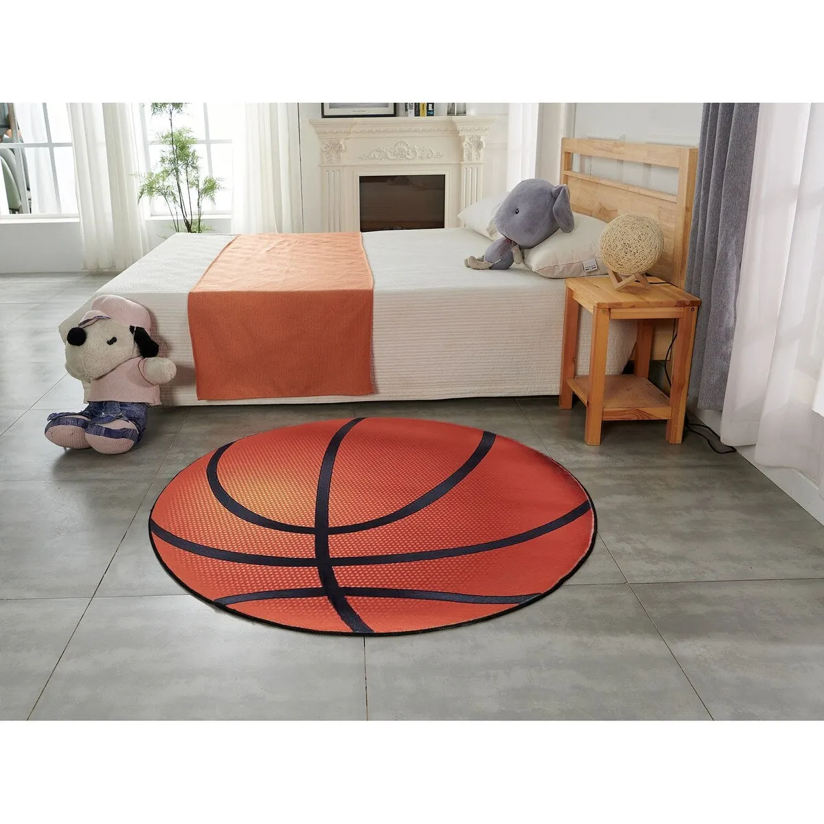 Sports Theme Shaped Printed Low Pile Area Rug