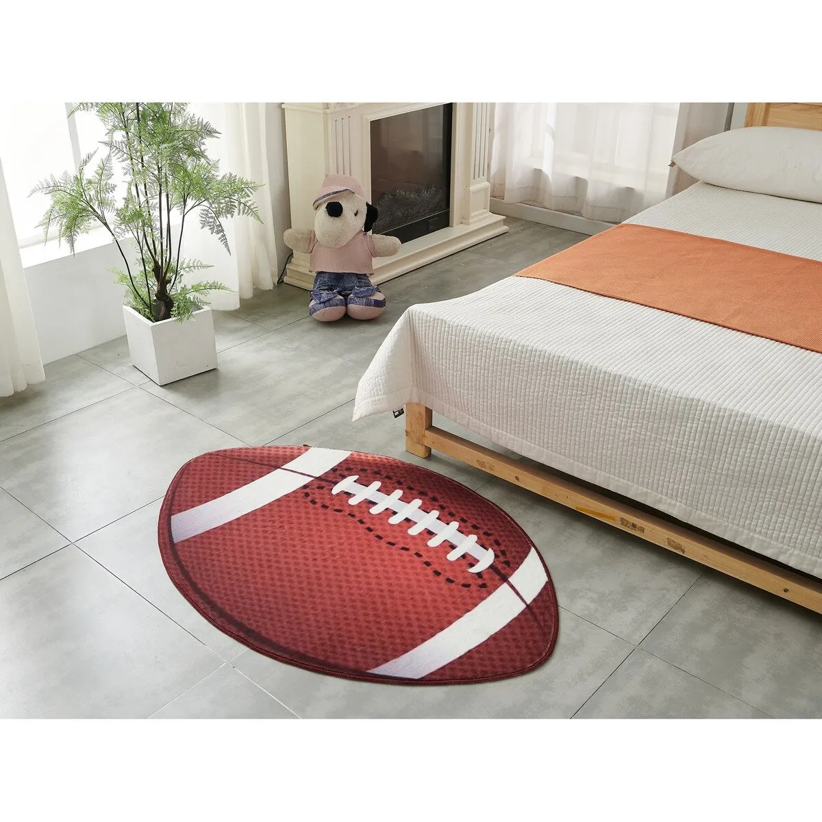 Sports Theme Shaped Printed Low Pile Area Rug