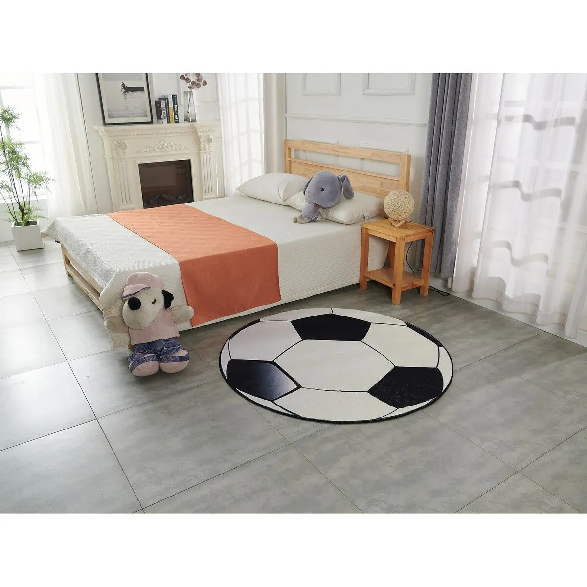 Sports Theme Shaped Printed Low Pile Area Rug