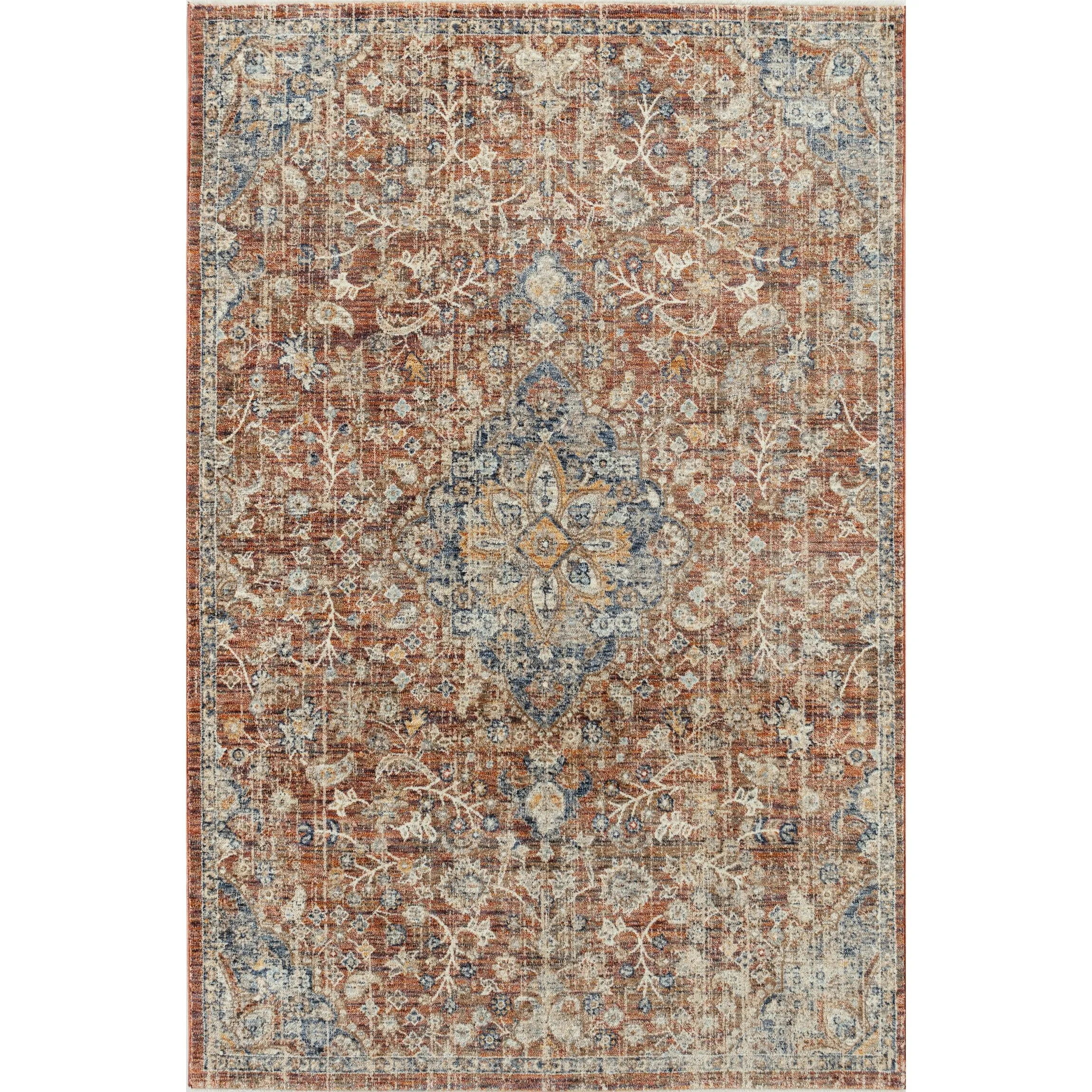 Stelios Collection Rust/Navy Transitional Area Rug
