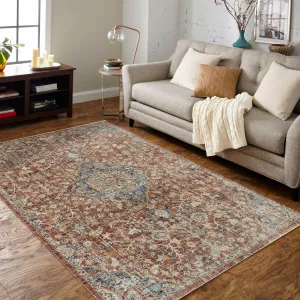 Stelios Collection Rust/Navy Transitional Area Rug
