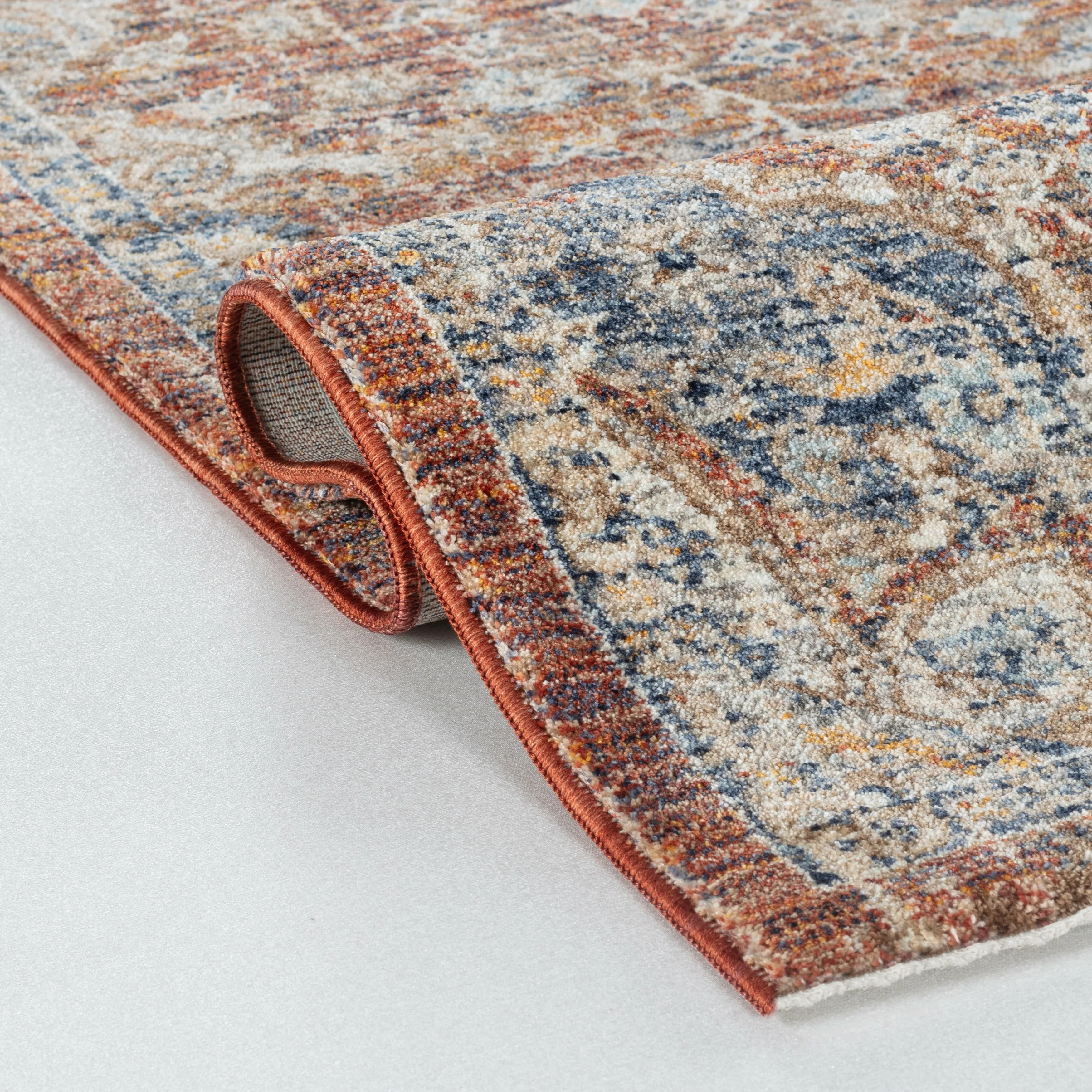 Stelios Collection Rust/Navy Transitional Area Rug