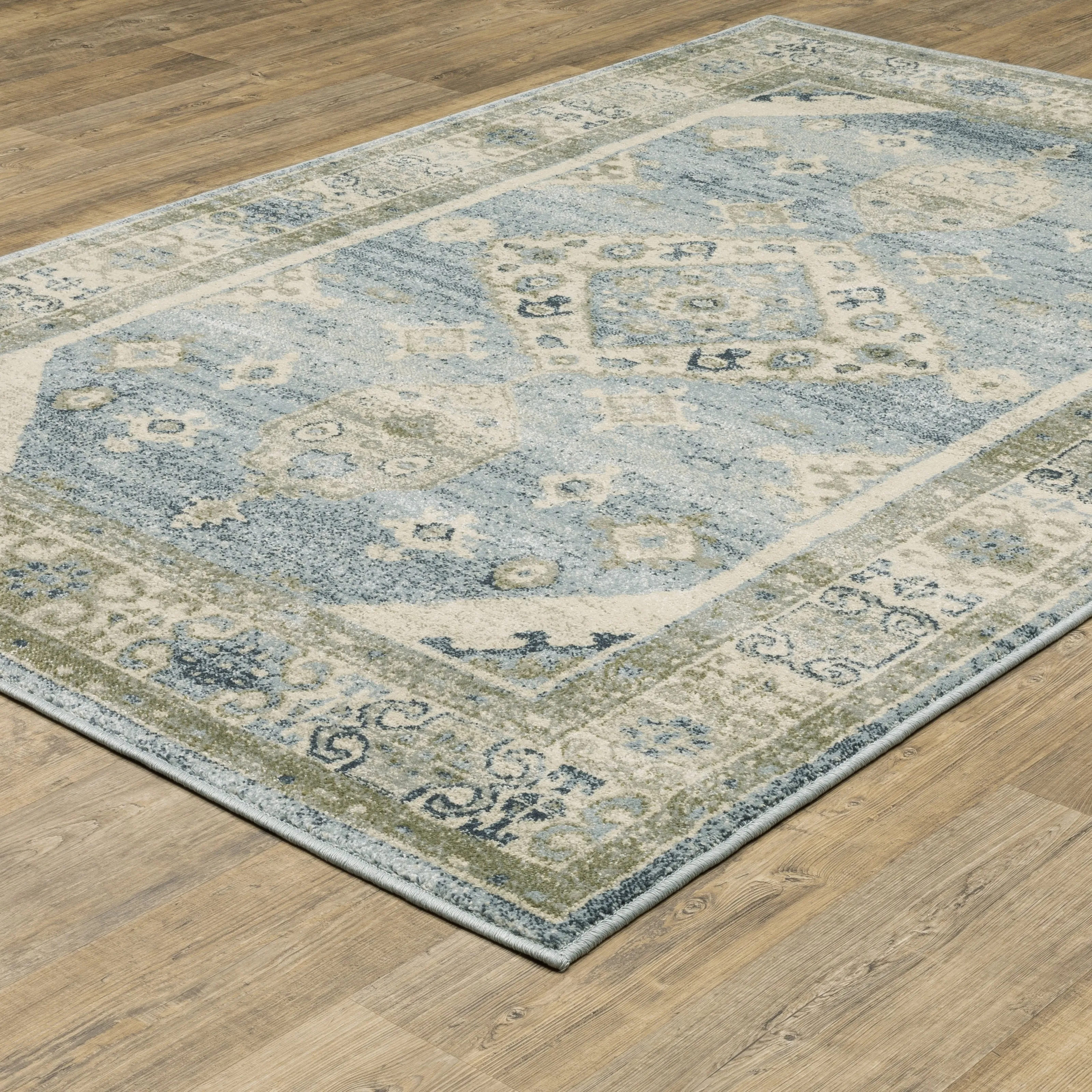 Style Haven Bassel Bordered Medallion Blue/ Grey Indoor Area Rug