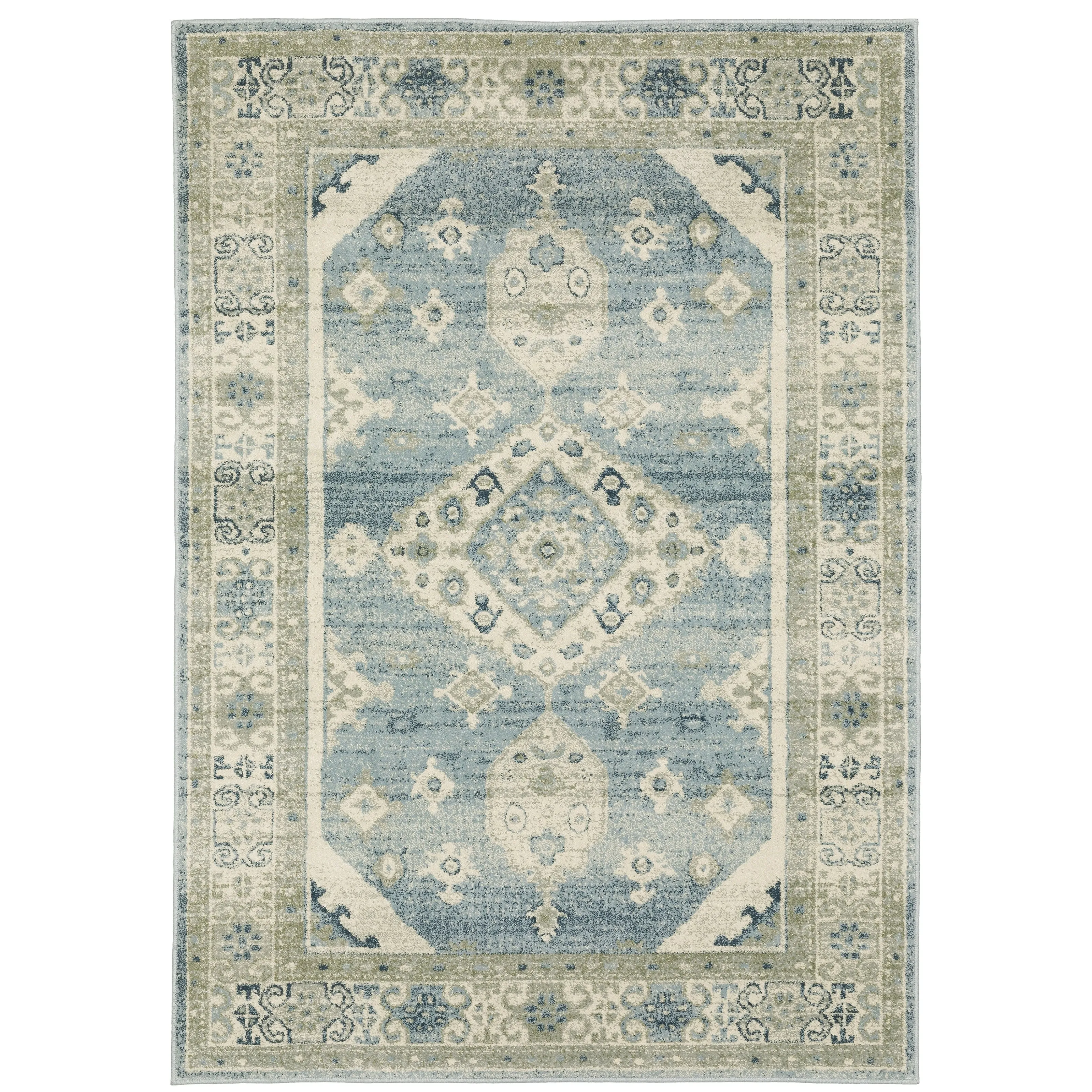 Style Haven Bassel Bordered Medallion Blue/ Grey Indoor Area Rug