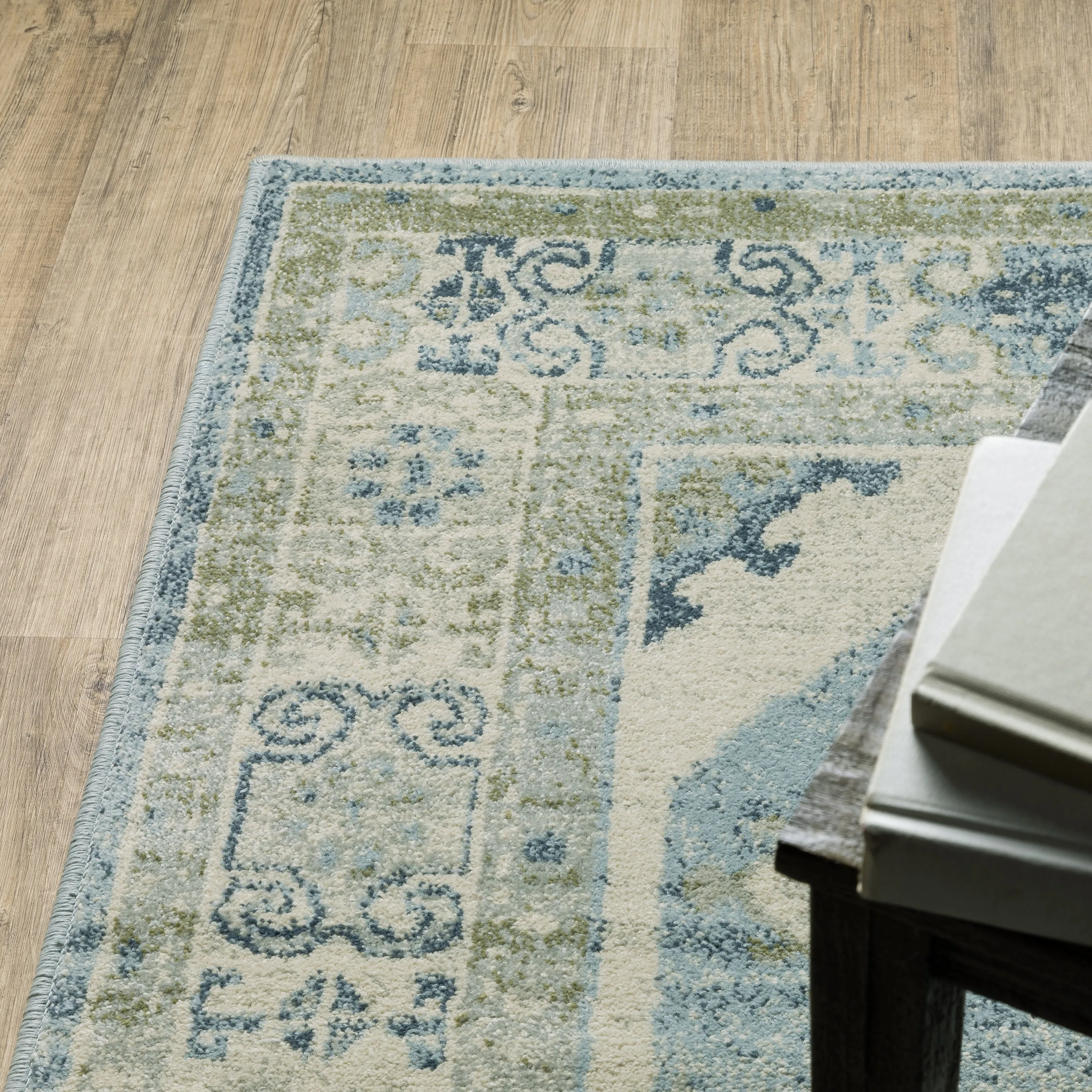 Style Haven Bassel Bordered Medallion Blue/ Grey Indoor Area Rug