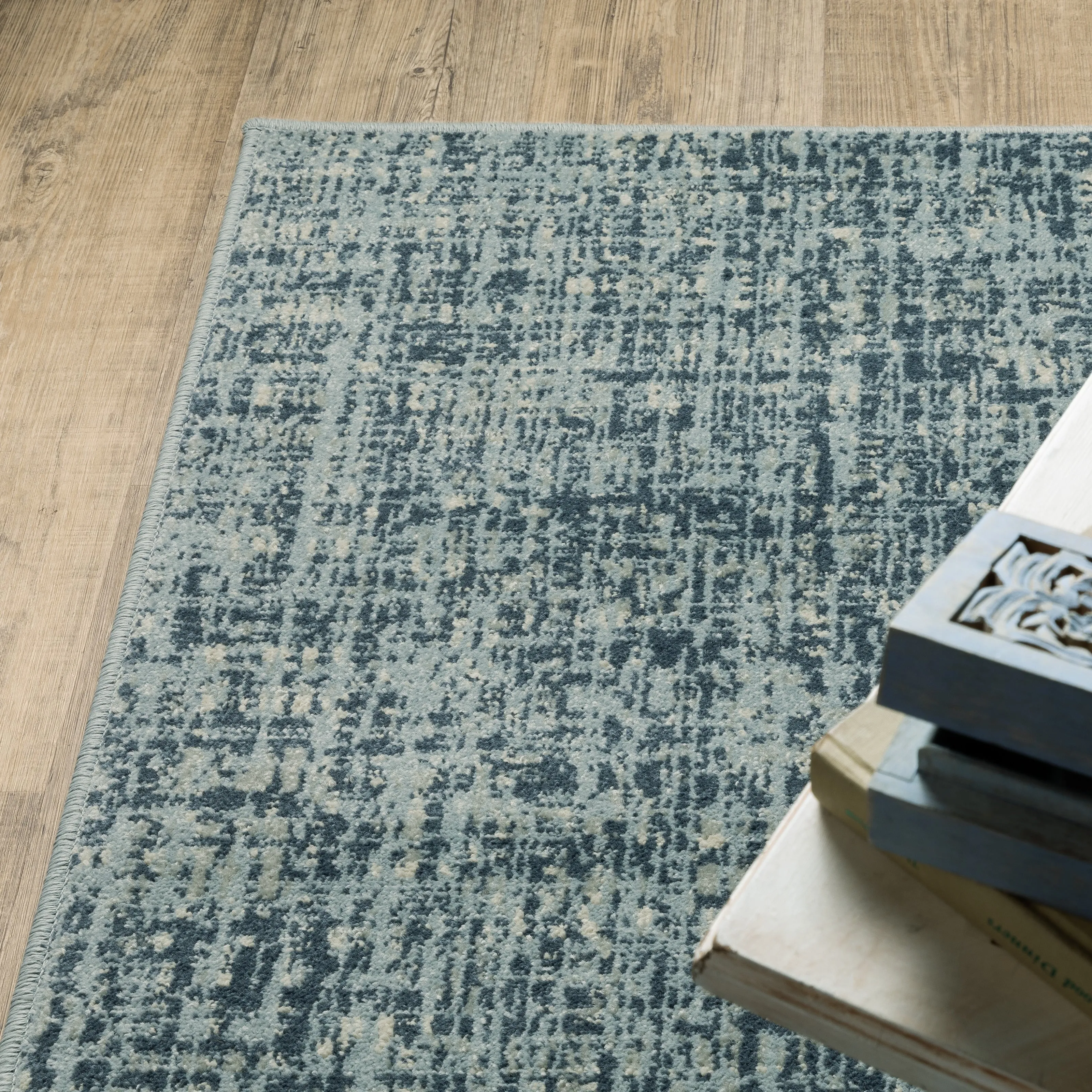 Style Haven Bassel Etched Striped Teal/ Grey Indoor Area Rug