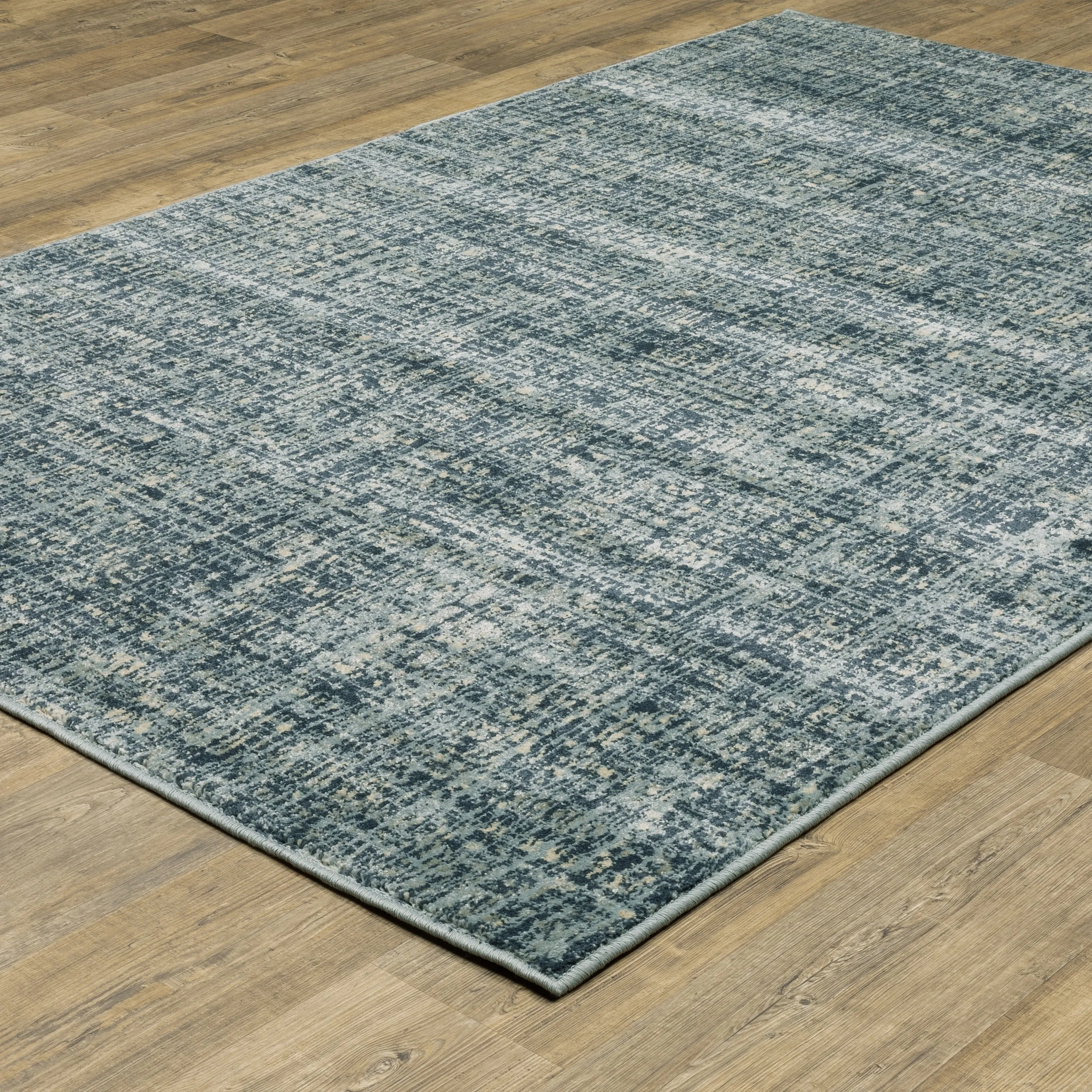 Style Haven Bassel Etched Striped Teal/ Grey Indoor Area Rug