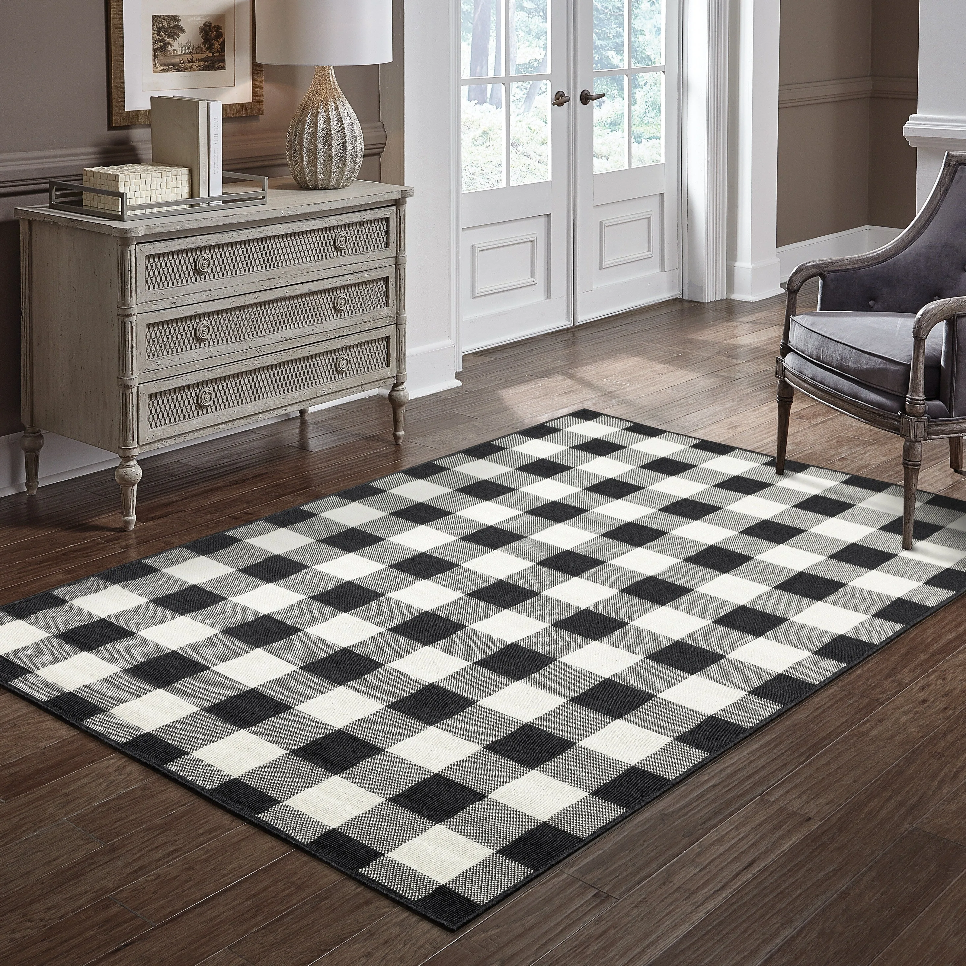 Style Haven Gingham Check Indoor/Outdoor Area Rug..