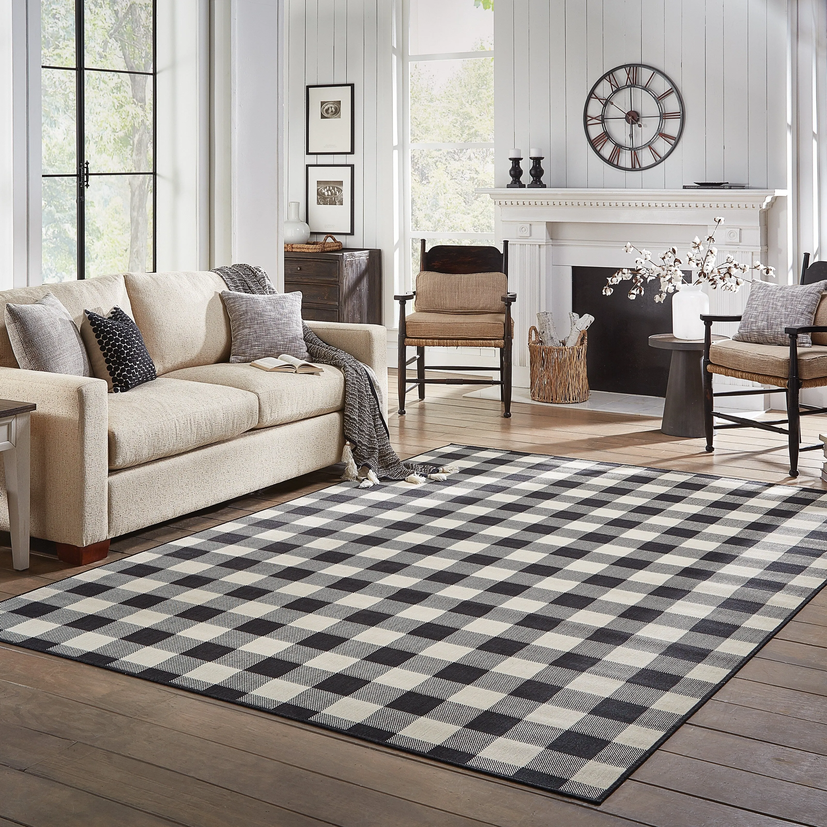 Style Haven Gingham Check Indoor/Outdoor Area Rug..