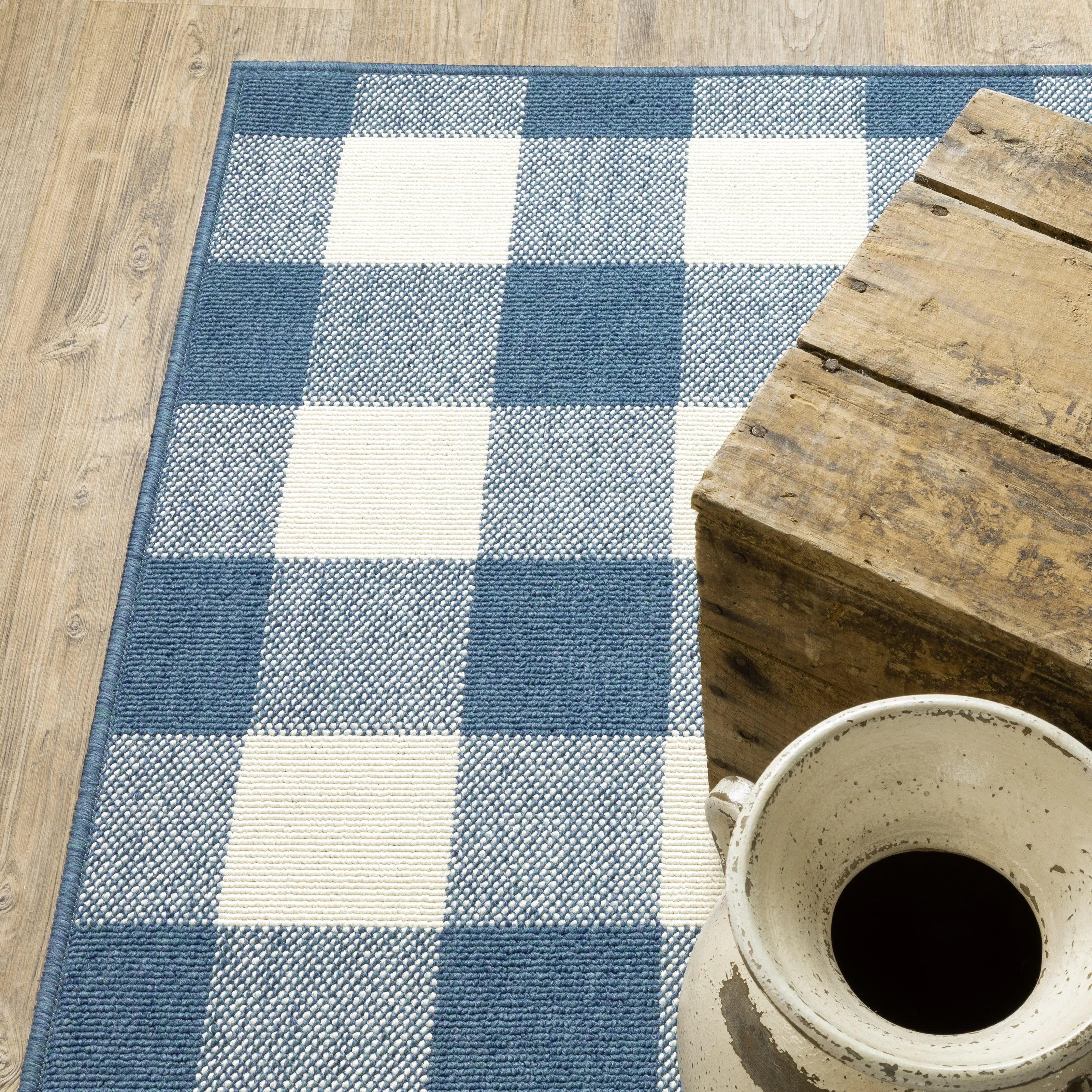 Style Haven Gingham Check Indoor/Outdoor Area Rug..