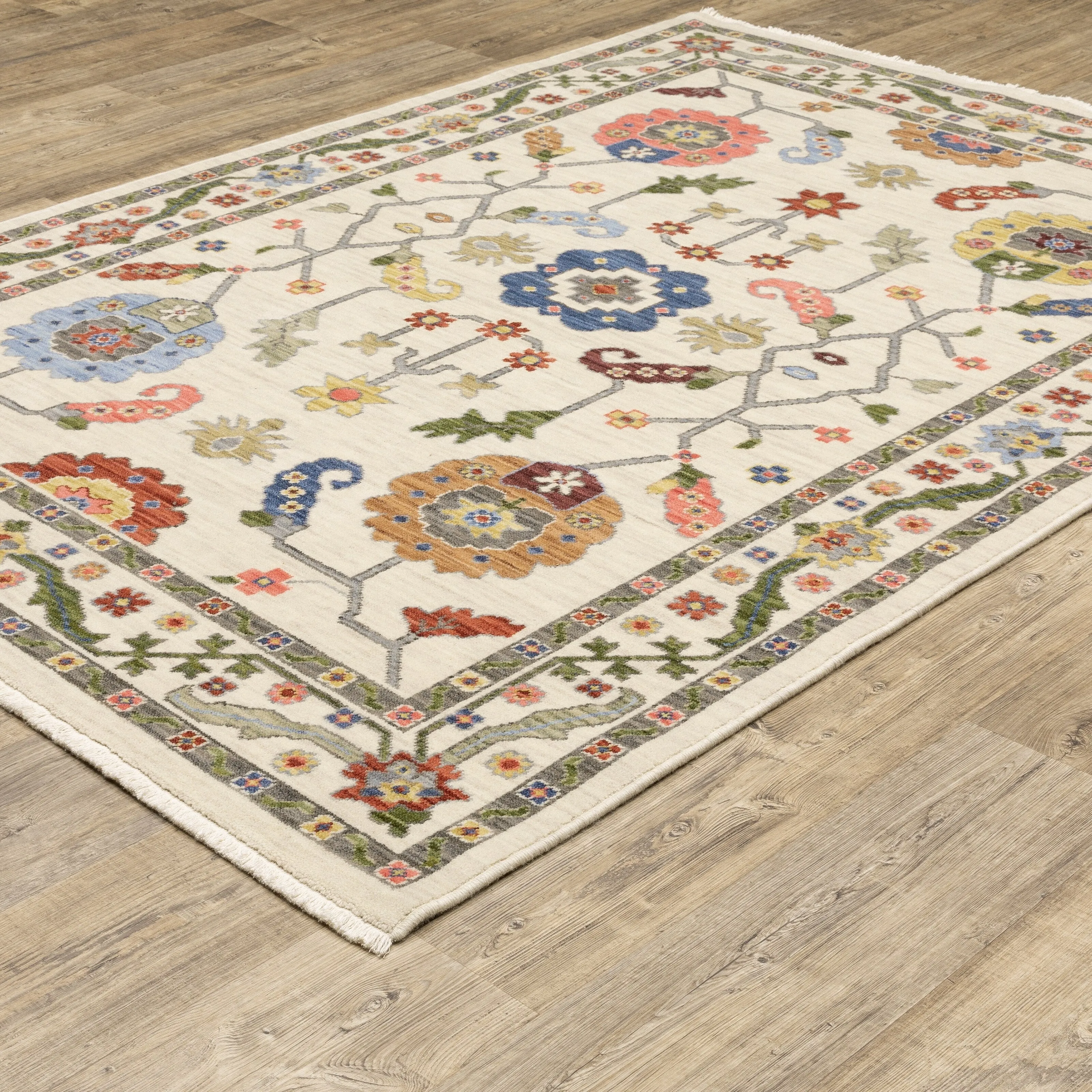 Style Haven Lawson Traditional Bordered Wool Fringe Edge Area Rug