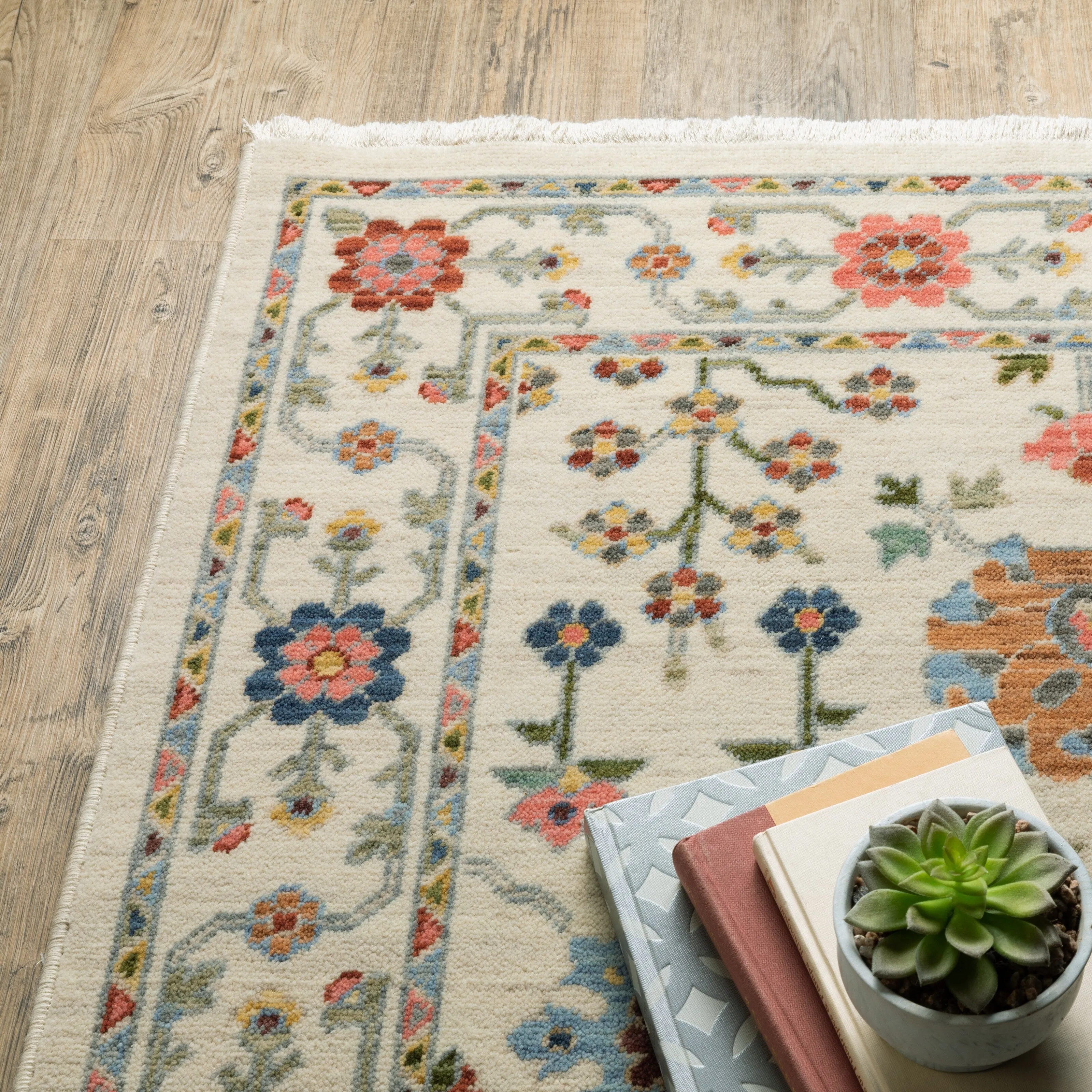 Style Haven Lawson Traditional Floral Wool Fringe Edge Area Rug
