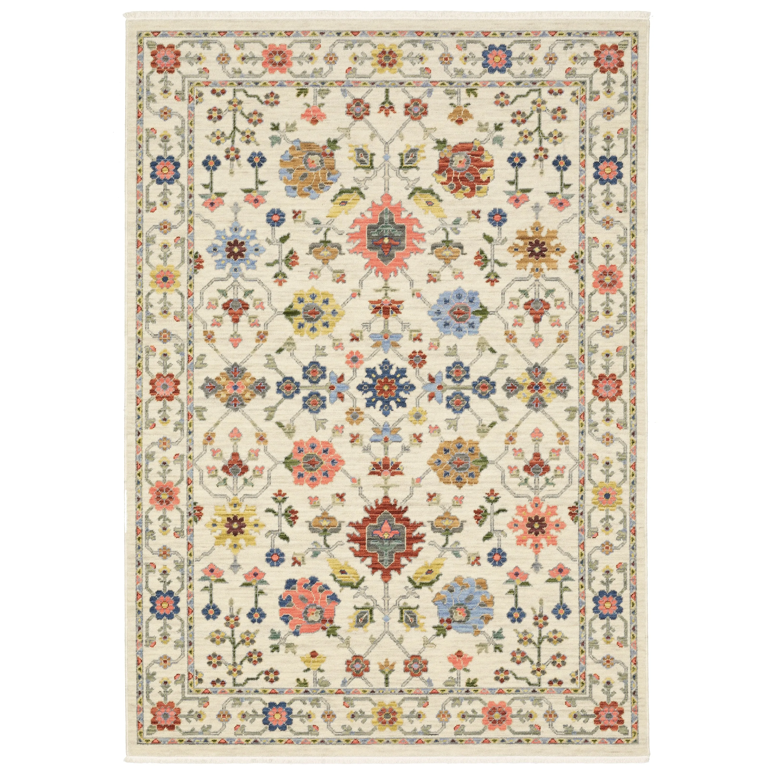 Style Haven Lawson Traditional Floral Wool Fringe Edge Area Rug