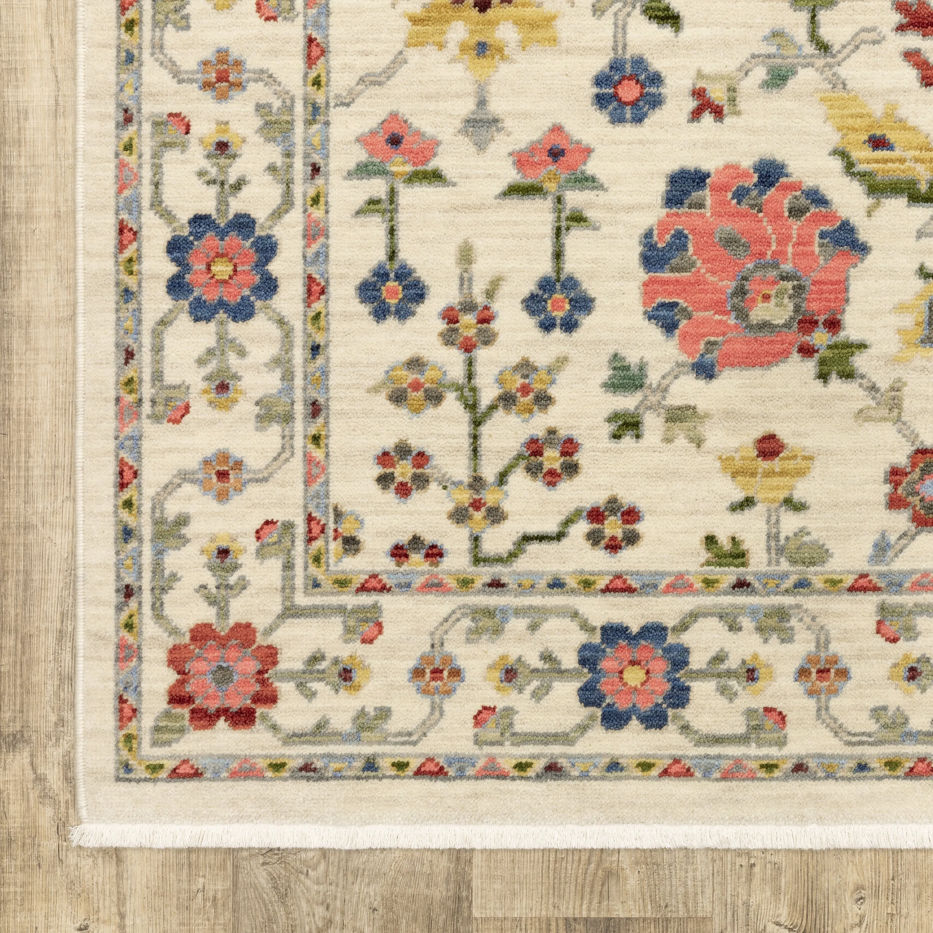 Style Haven Lawson Traditional Floral Wool Fringe Edge Area Rug