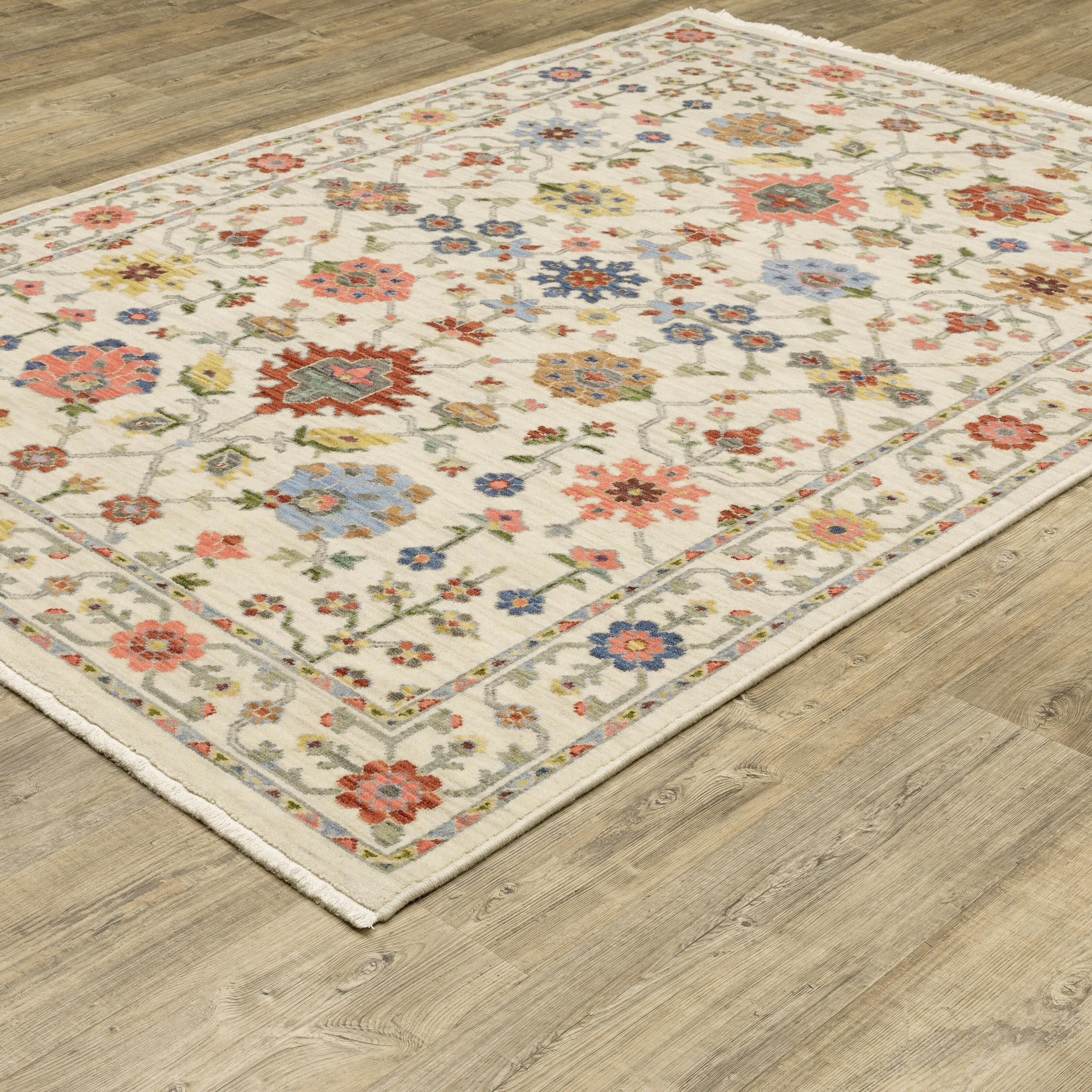 Style Haven Lawson Traditional Floral Wool Fringe Edge Area Rug