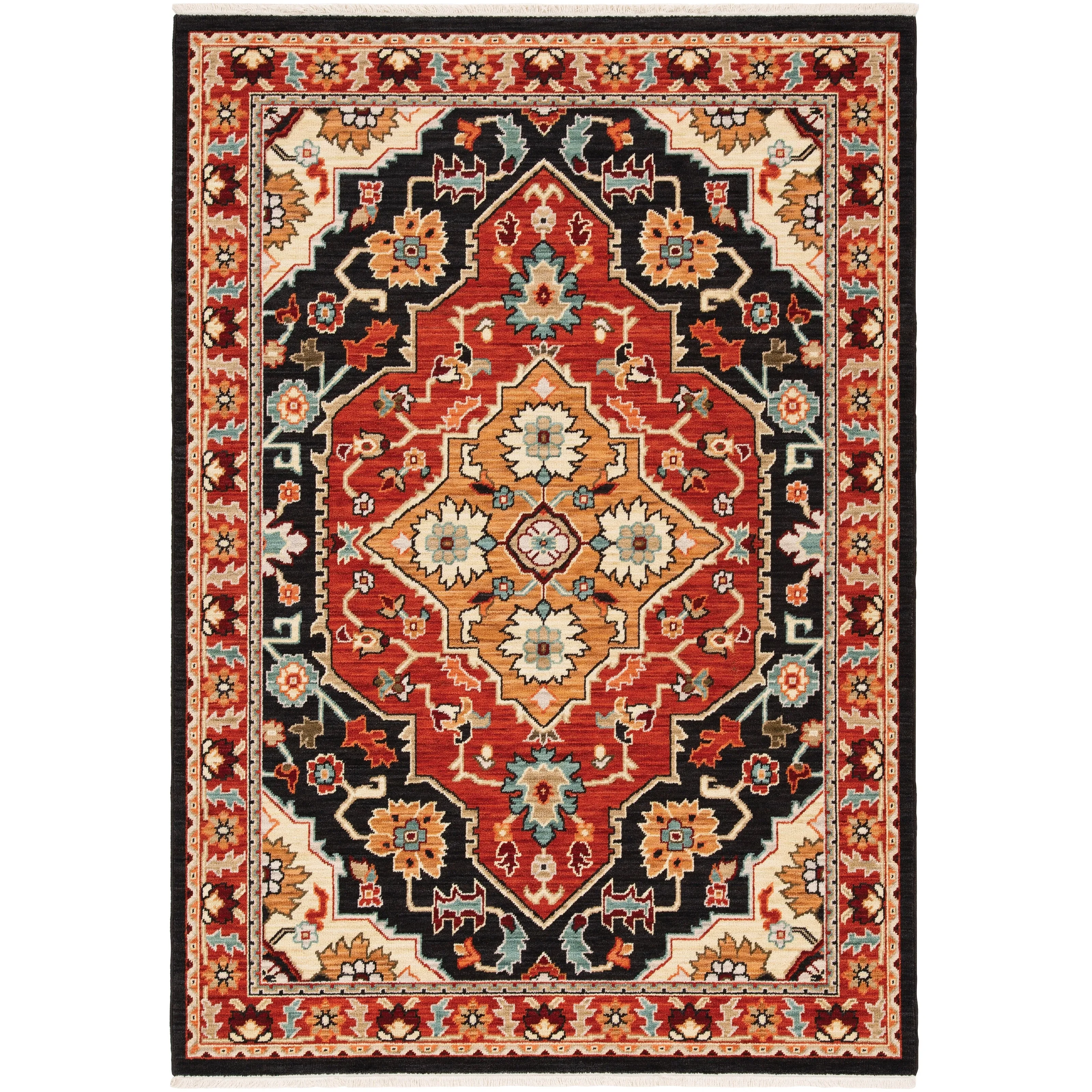 Style Haven Leander Layered Medallions Fringed Wool Blend Area Rug