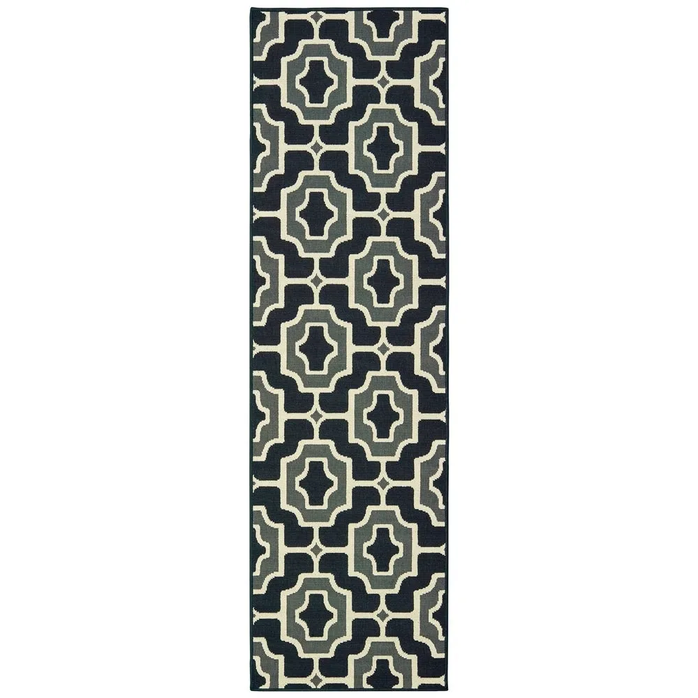 Style Haven Marianna Geometric Tile Black/ Grey Loop Pile Indoor Outdoor Area Rug