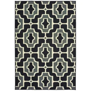 Style Haven Marianna Geometric Tile Black/ Grey Loop Pile Indoor Outdoor Area Rug