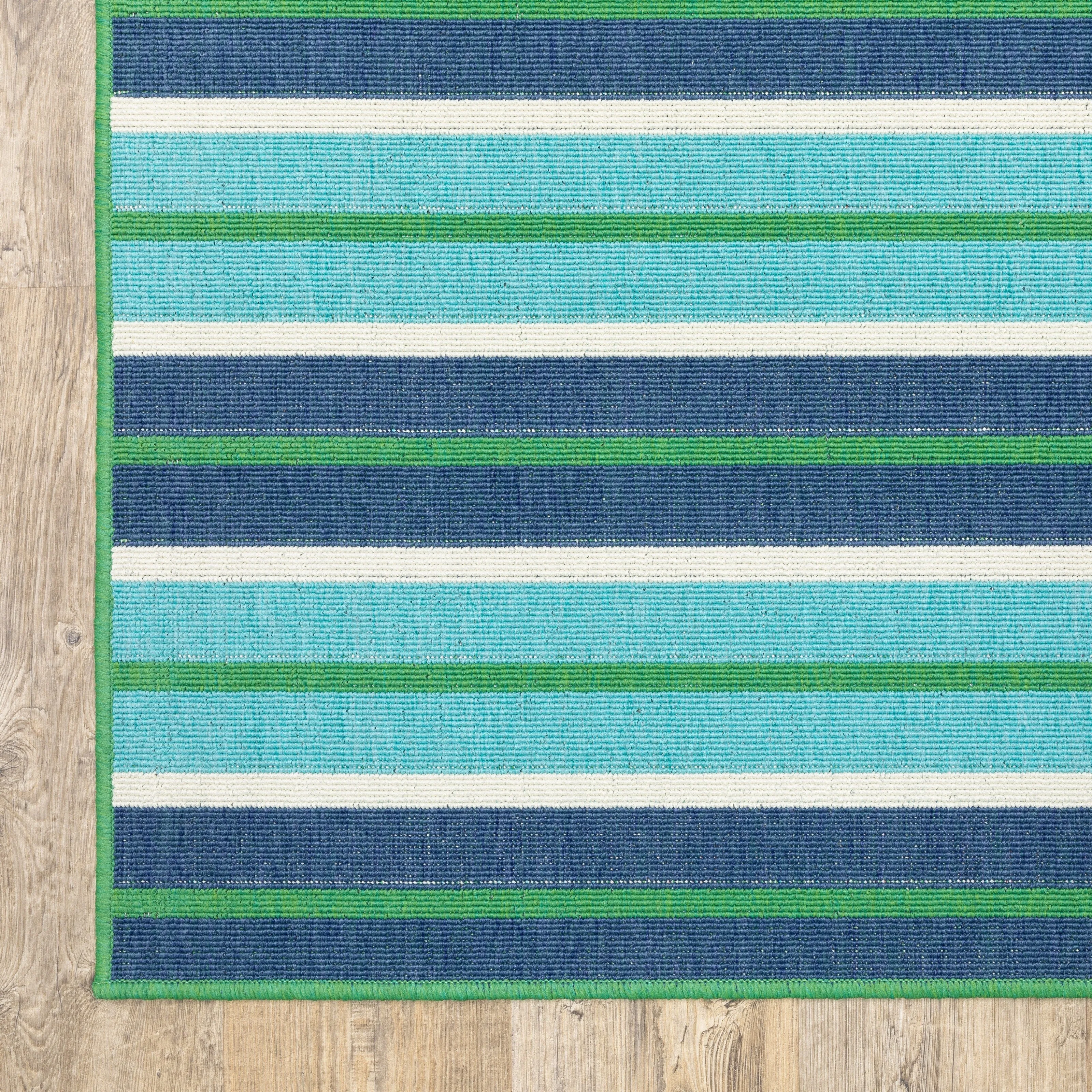 Style Haven Martinique Feeling the Blues Striped Indoor Outdoor Rug