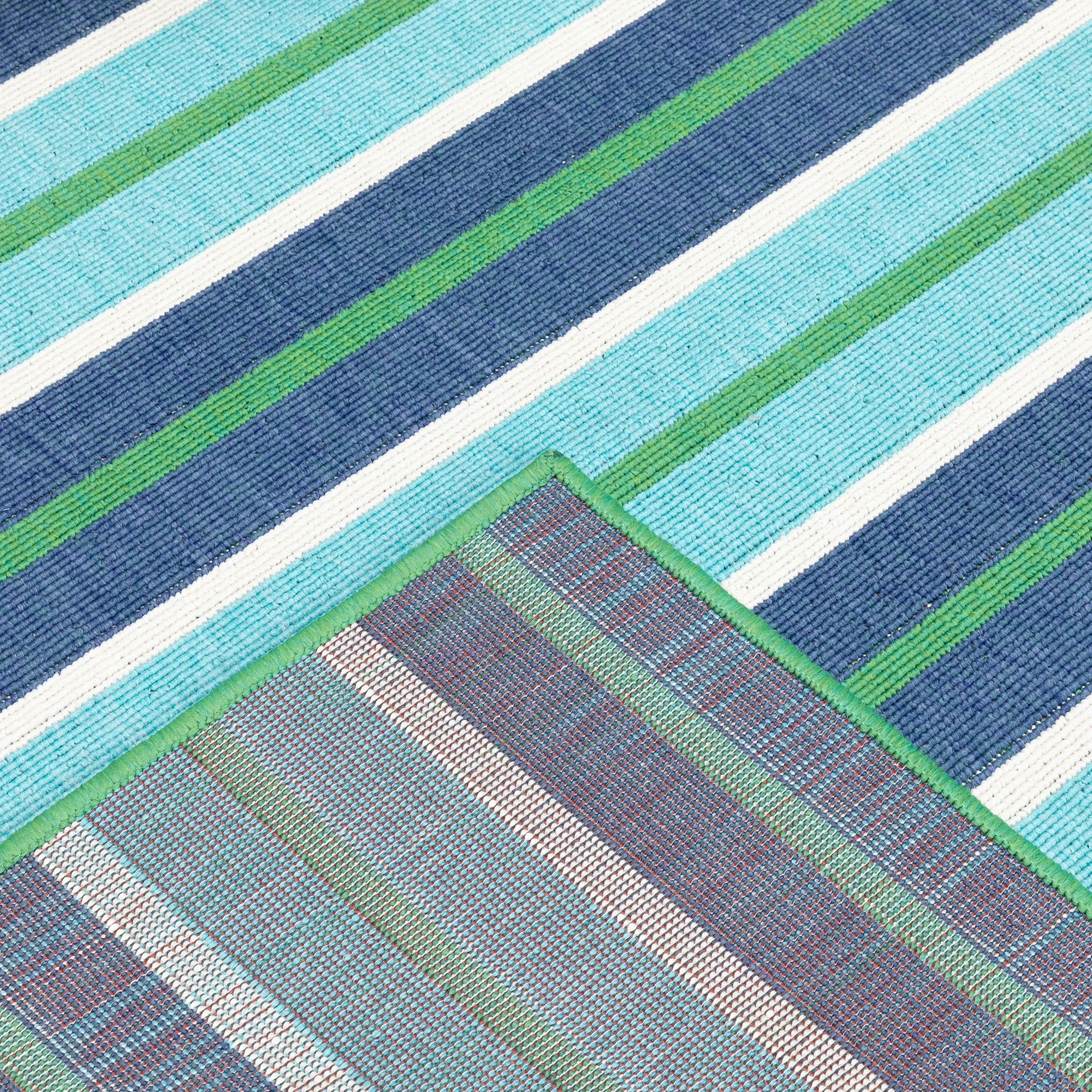 Style Haven Martinique Feeling the Blues Striped Indoor Outdoor Rug