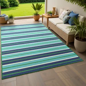Style Haven Martinique Feeling the Blues Striped Indoor Outdoor Rug