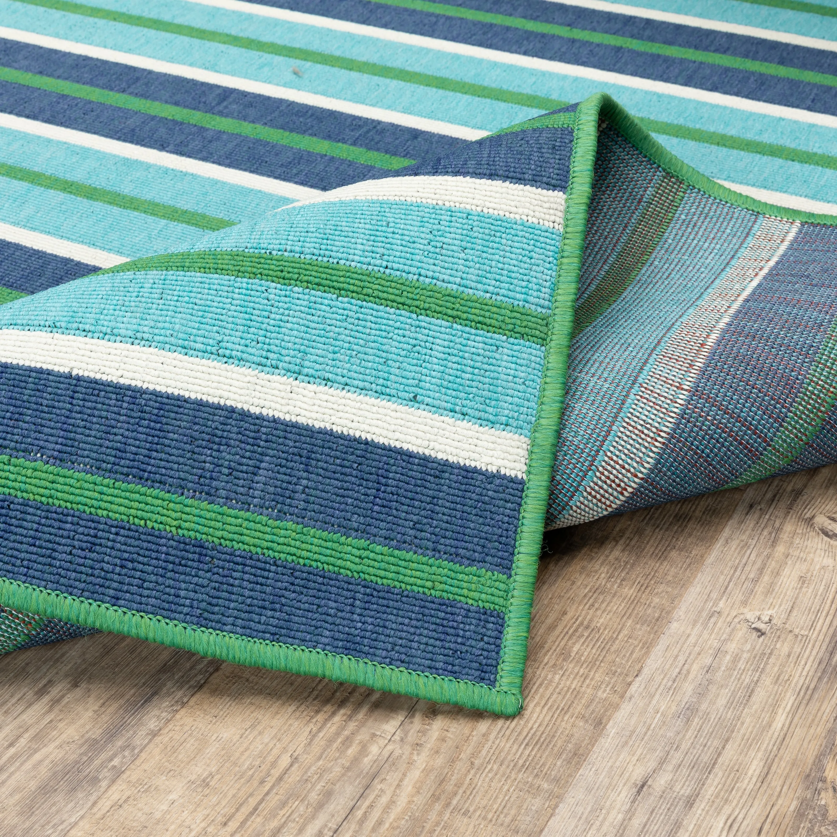 Style Haven Martinique Feeling the Blues Striped Indoor Outdoor Rug