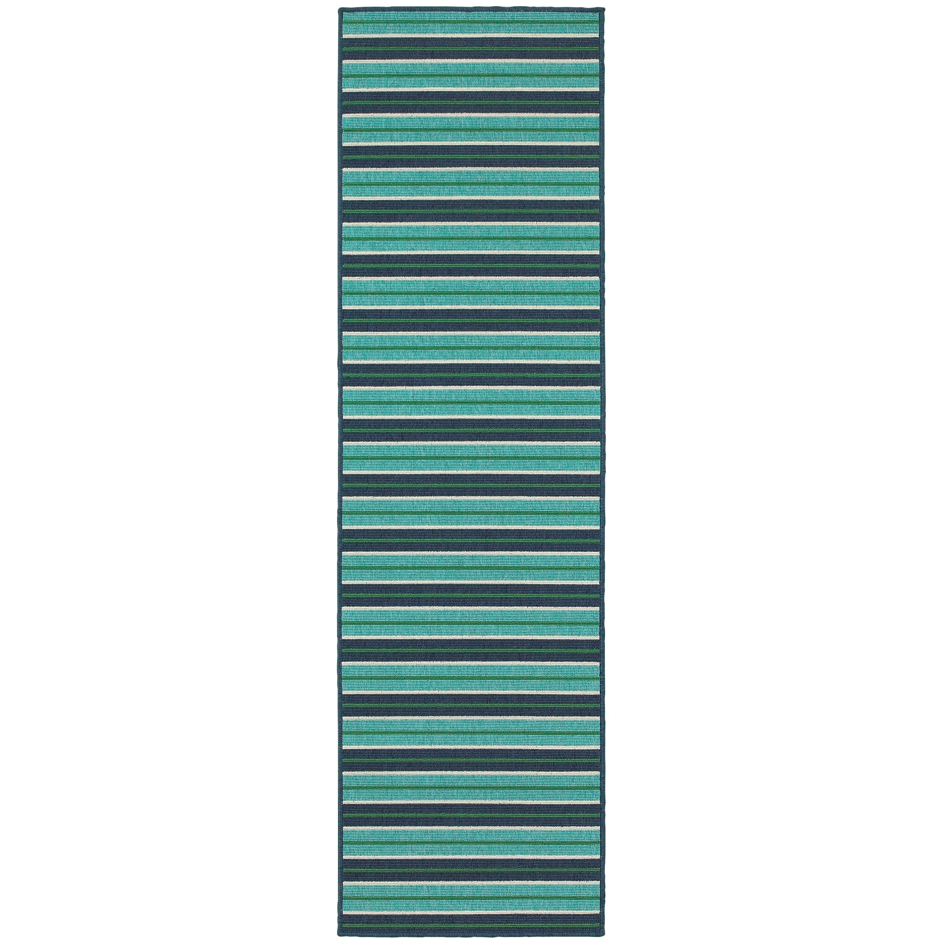 Style Haven Martinique Feeling the Blues Striped Indoor Outdoor Rug