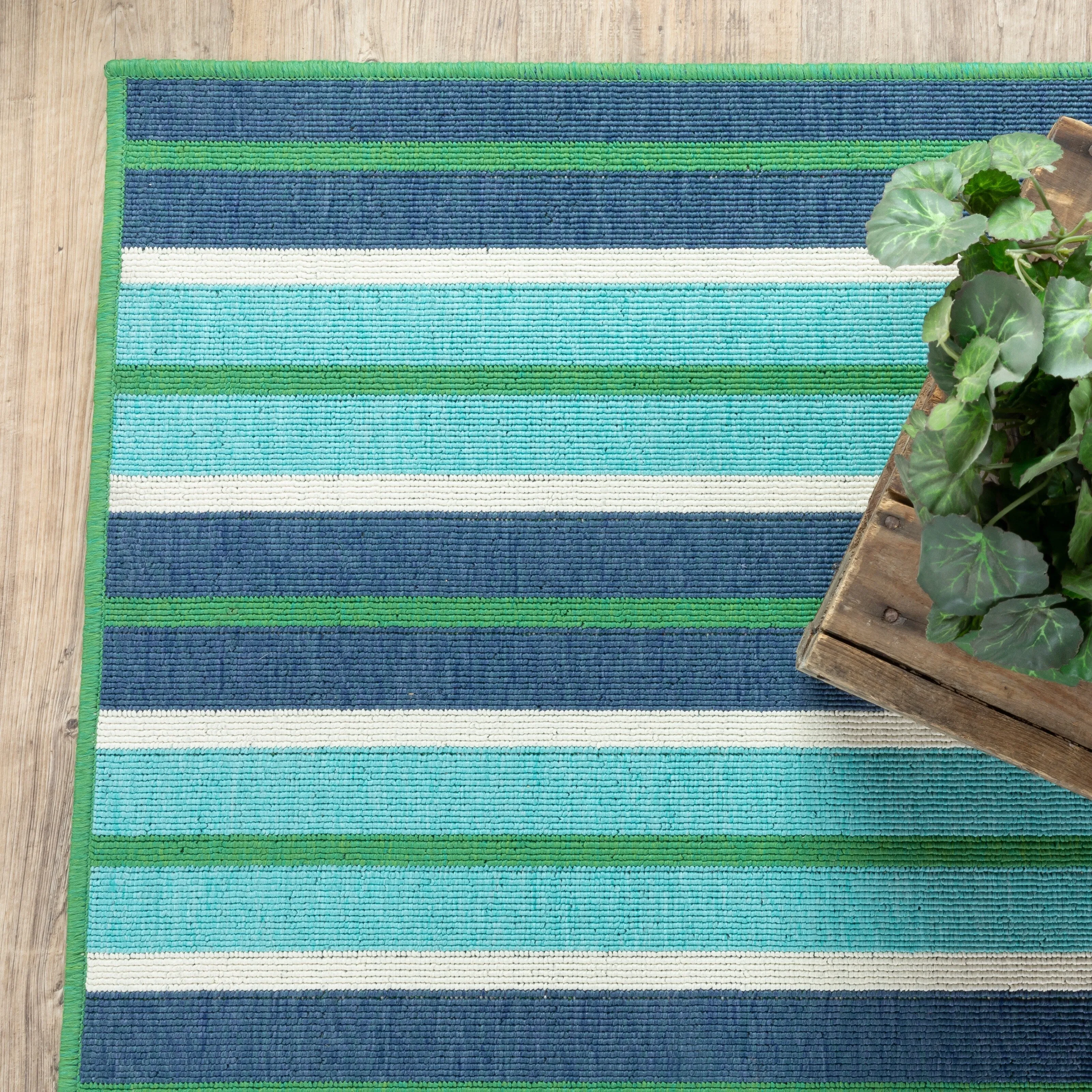 Style Haven Martinique Feeling the Blues Striped Indoor Outdoor Rug