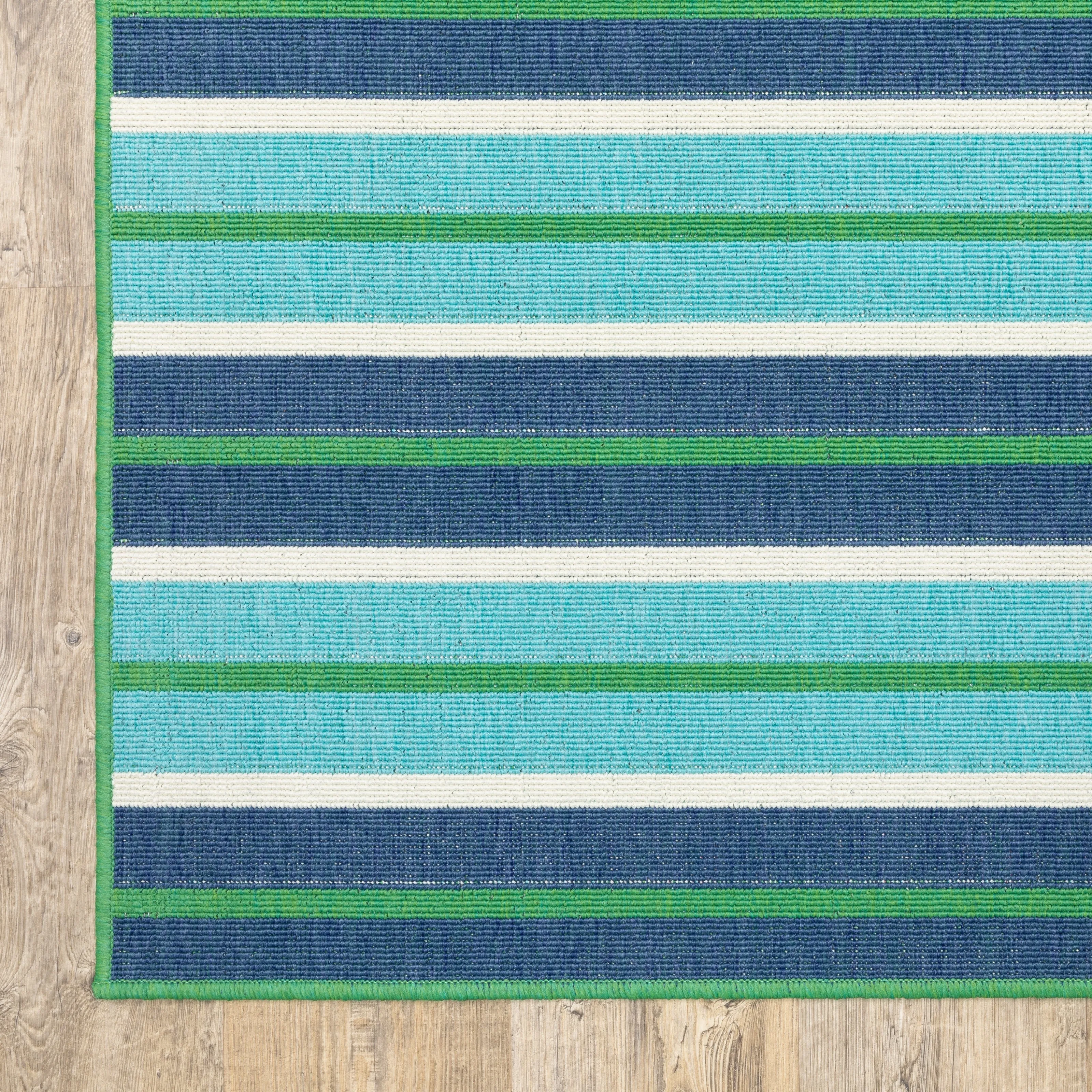 Style Haven Martinique Feeling the Blues Striped Indoor Outdoor Rug