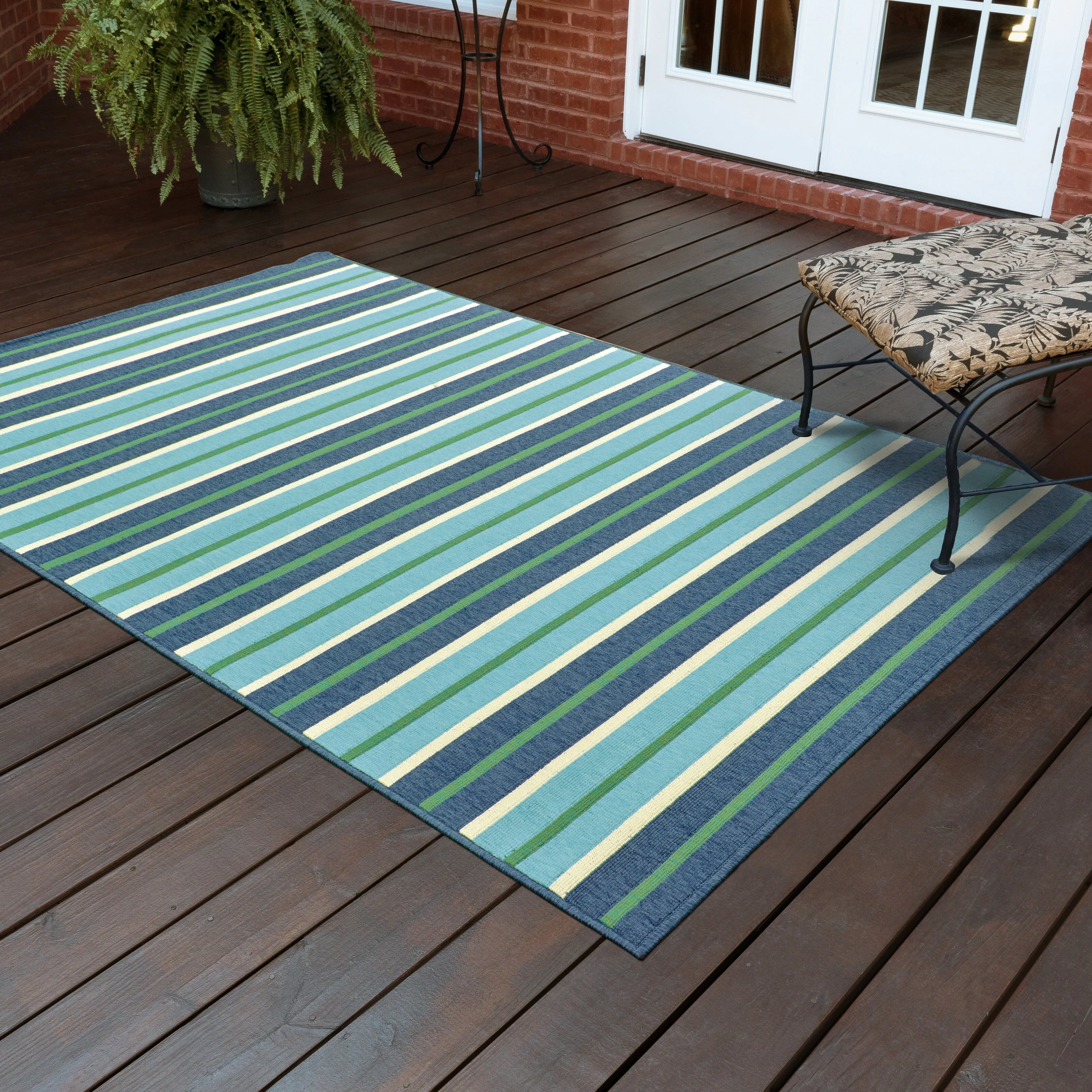 Style Haven Martinique Feeling the Blues Striped Indoor Outdoor Rug