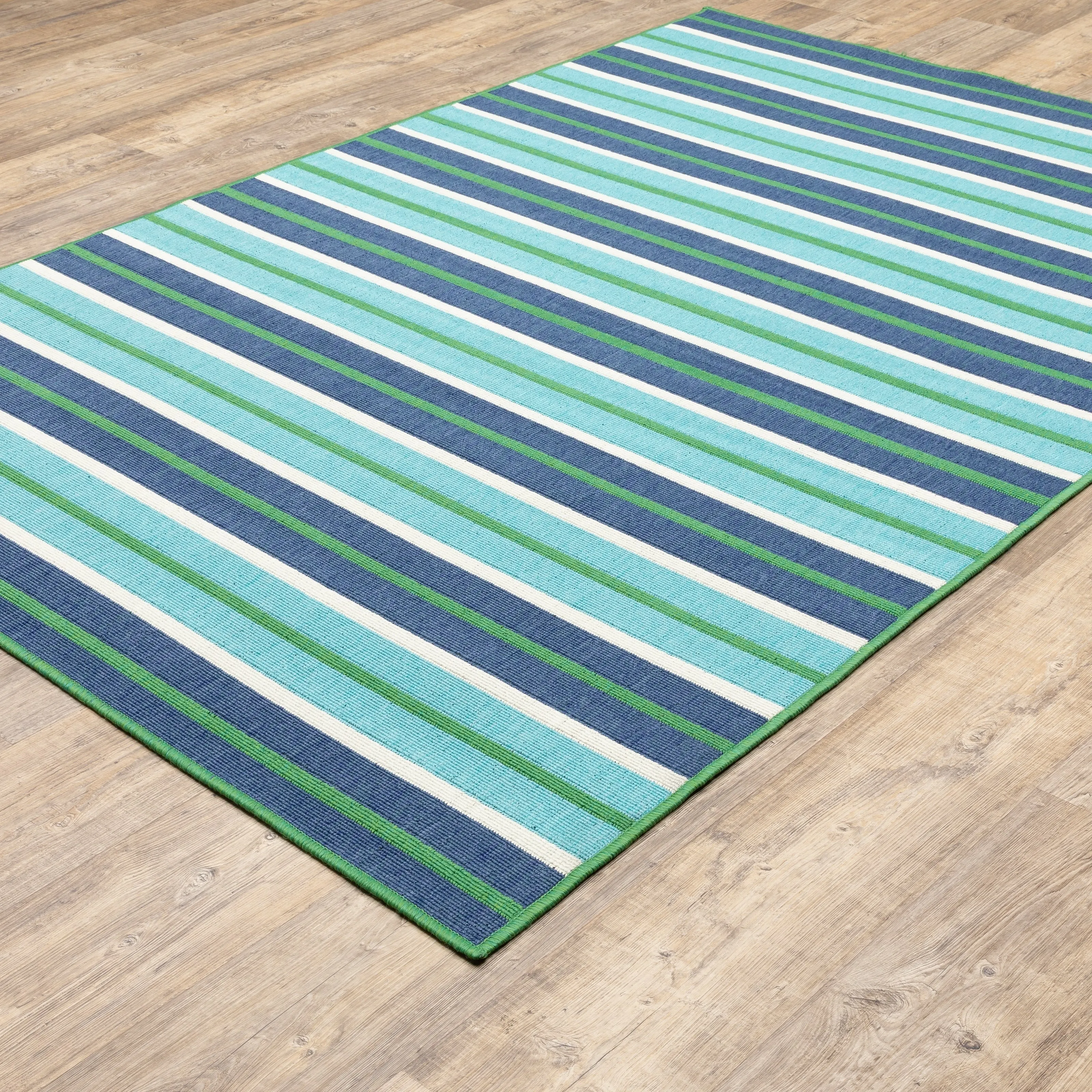 Style Haven Martinique Feeling the Blues Striped Indoor Outdoor Rug