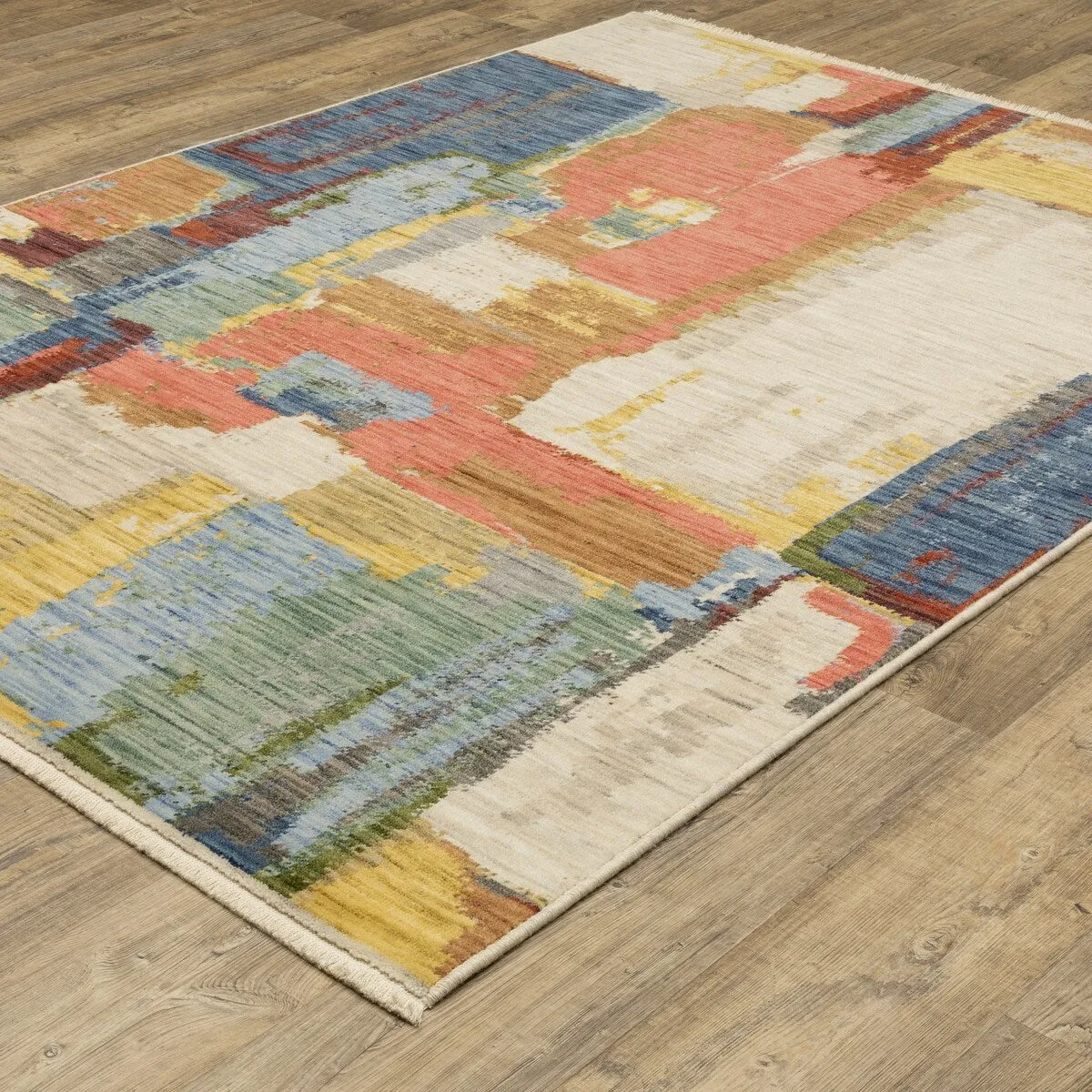 Style Haven Shiloh Painted Abstract Multi/Salmon Wool Blend Area Rug