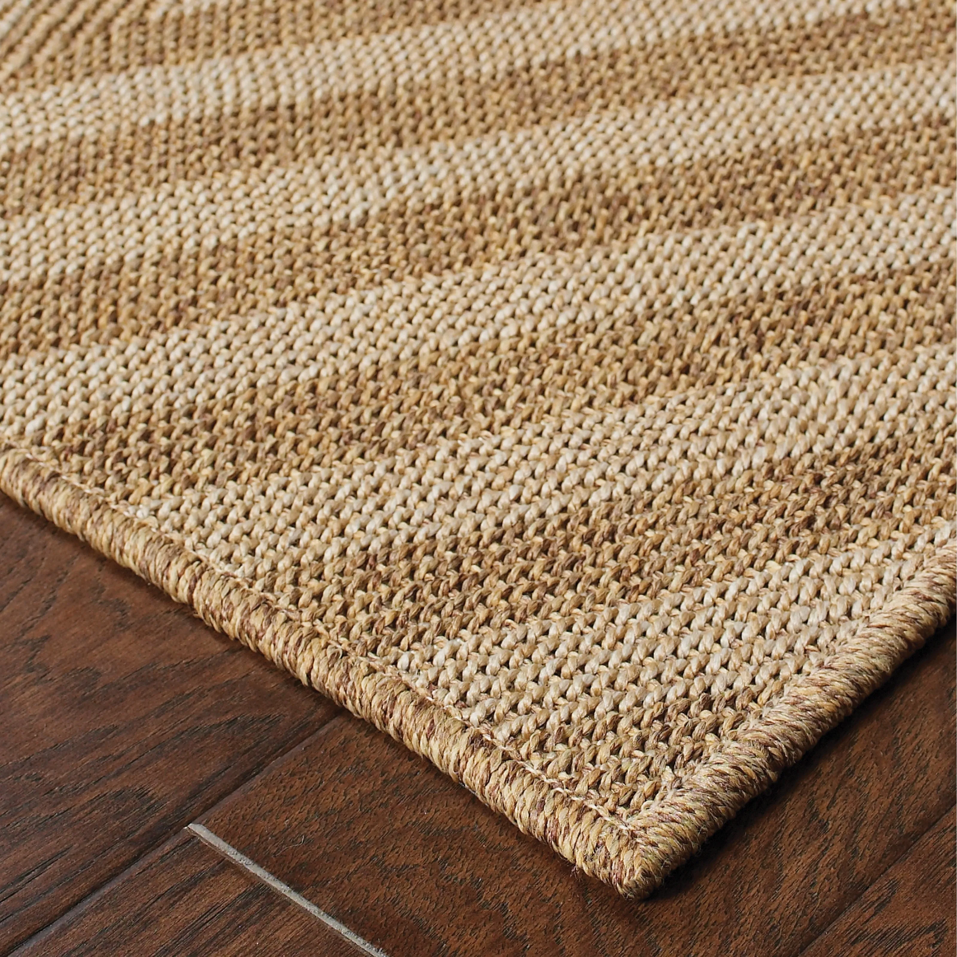 Style Haven Veranda Chevron Tonal Stripes Brown Indoor-Outdoor Rug