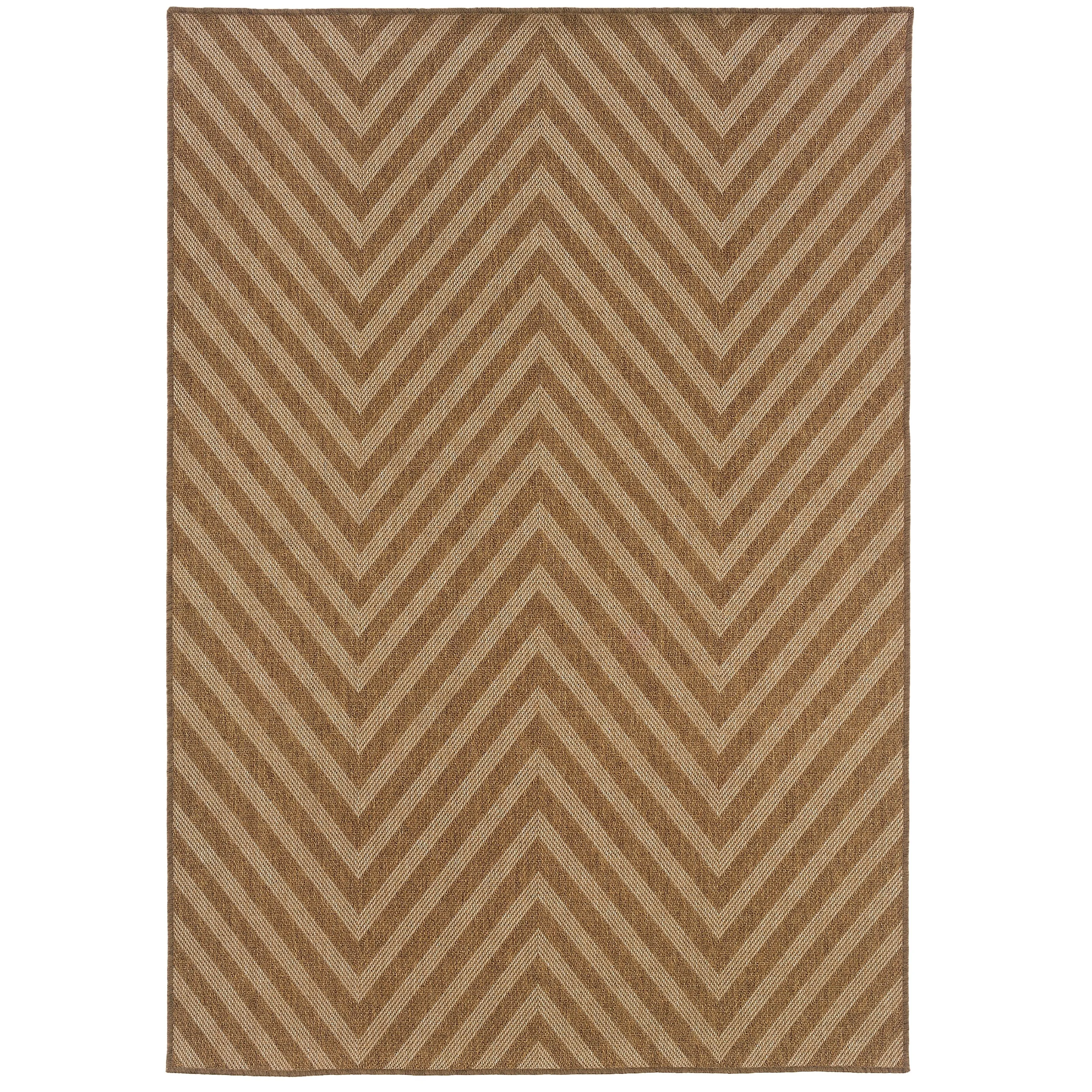 Style Haven Veranda Chevron Tonal Stripes Brown Indoor-Outdoor Rug