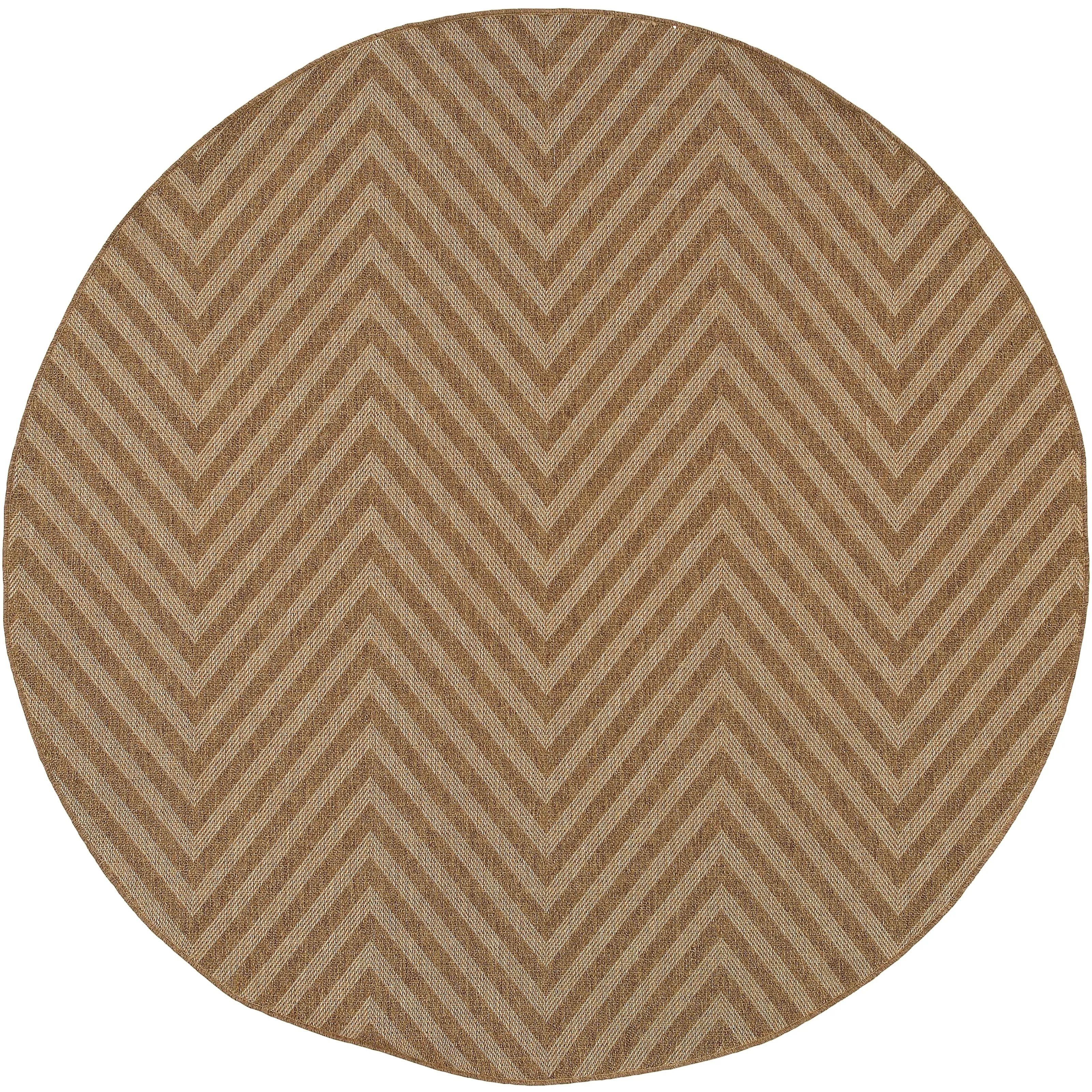 Style Haven Veranda Chevron Tonal Stripes Brown Indoor-Outdoor Rug