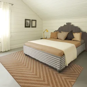 Style Haven Veranda Chevron Tonal Stripes Brown Indoor-Outdoor Rug